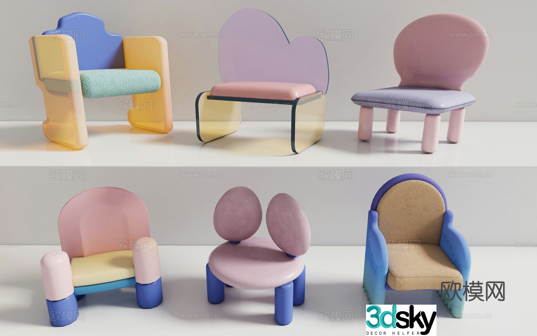 Creative cartoon children’s stool leisure chair single chair stool children’s chair stool children’s seat candy color chair stool 3D model
