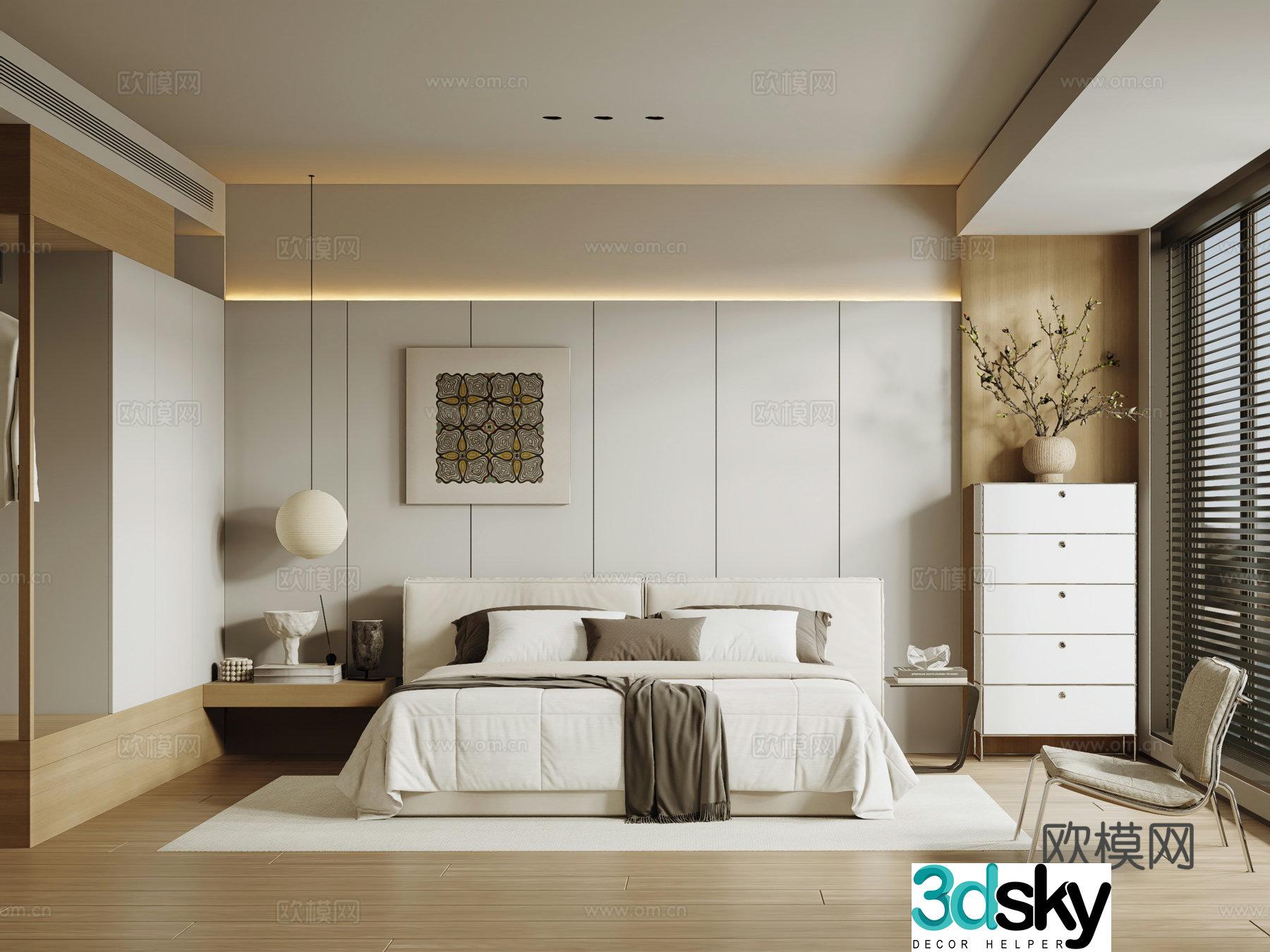 Modern home bedroom master bedroom 3d model