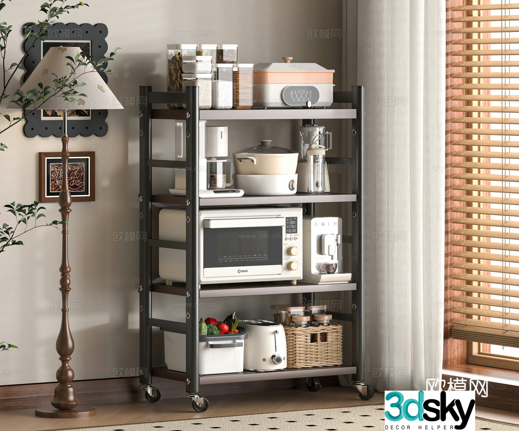 Modern kitchen shelf 3d model
