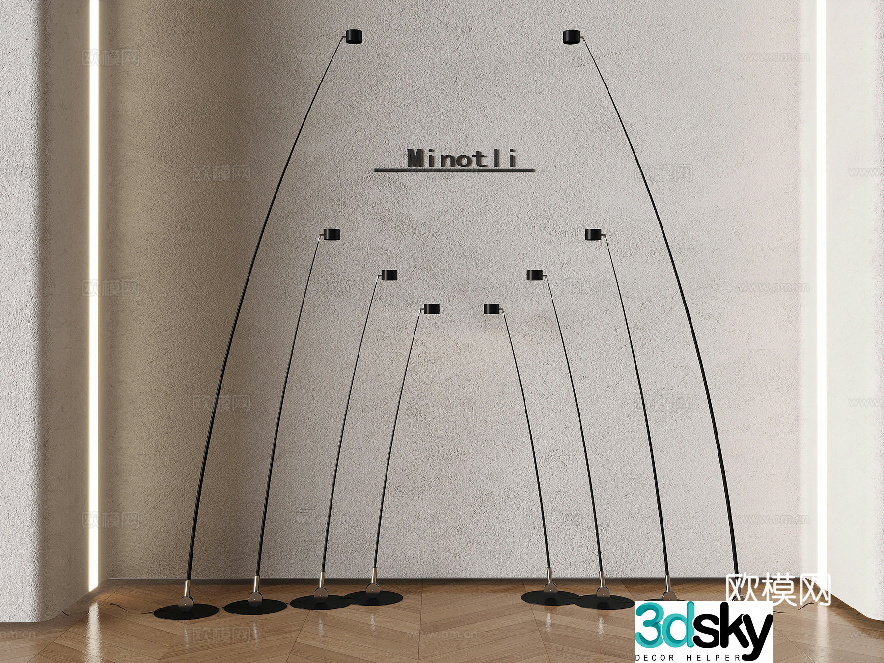 Italian minimalist floor lamp metal floor lamp 3d model