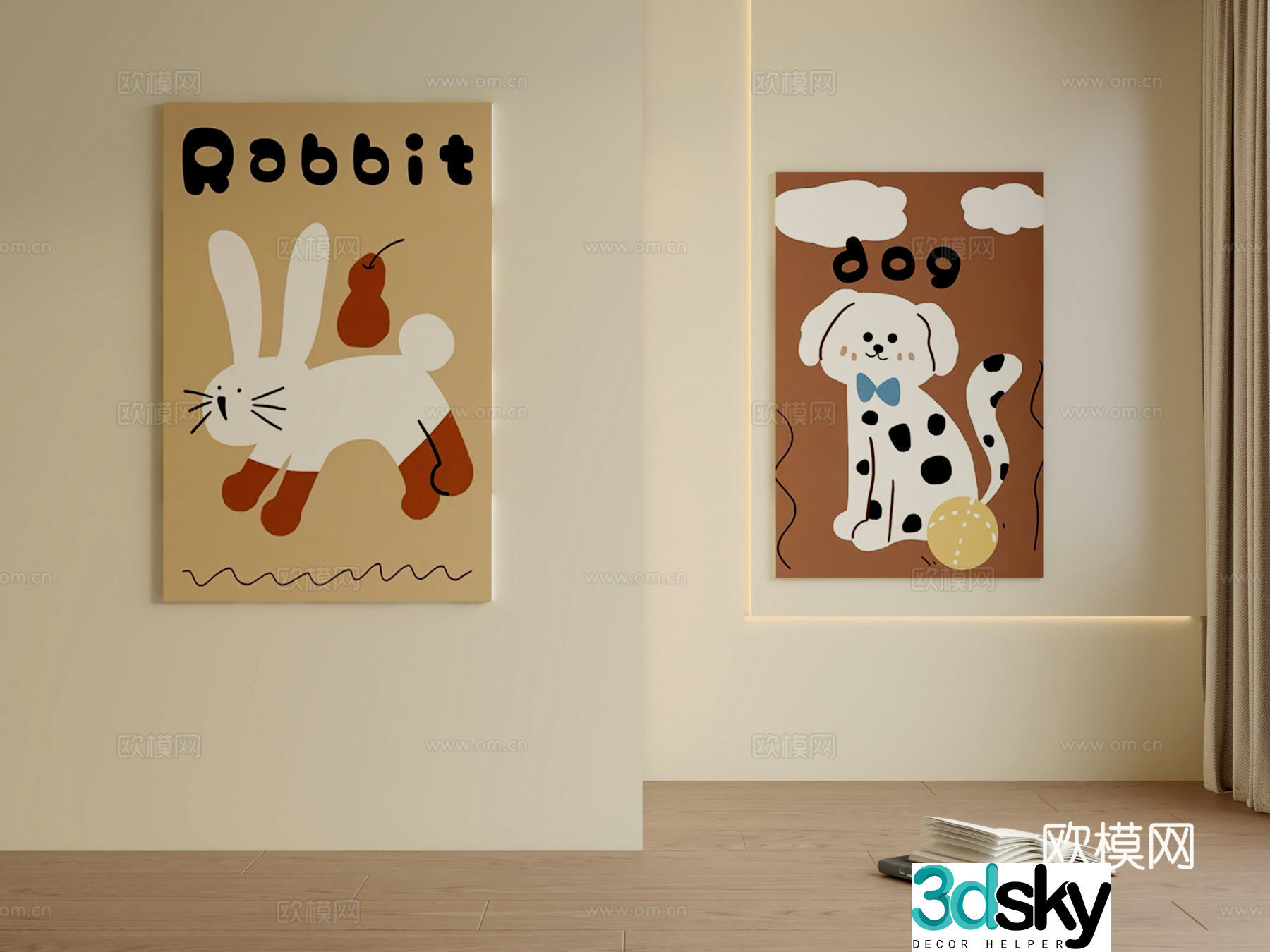 Modern children’s room hanging painting 3d model