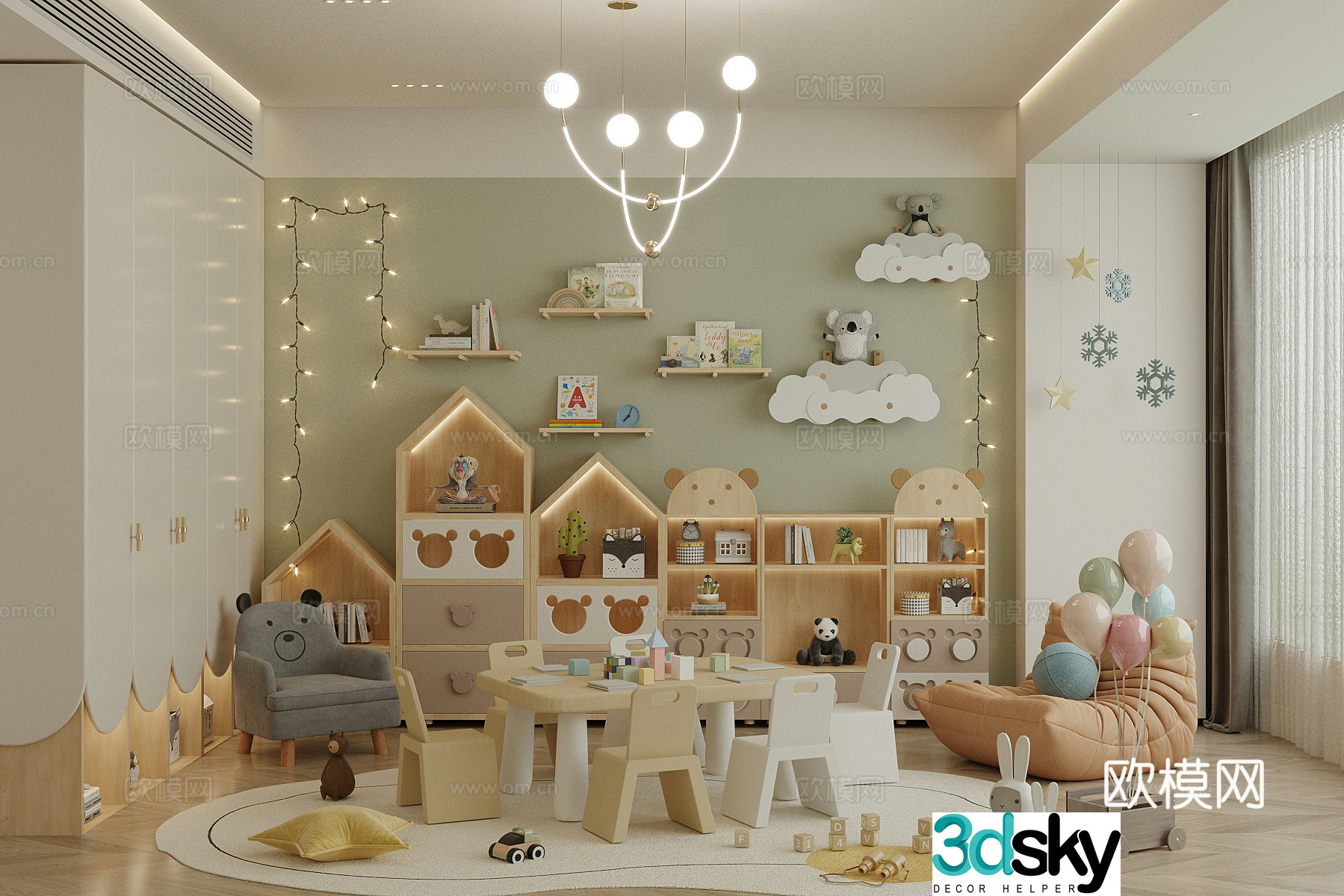 Modern children’s entertainment room Toy room Children’s room Toy storage cabinet 3D model