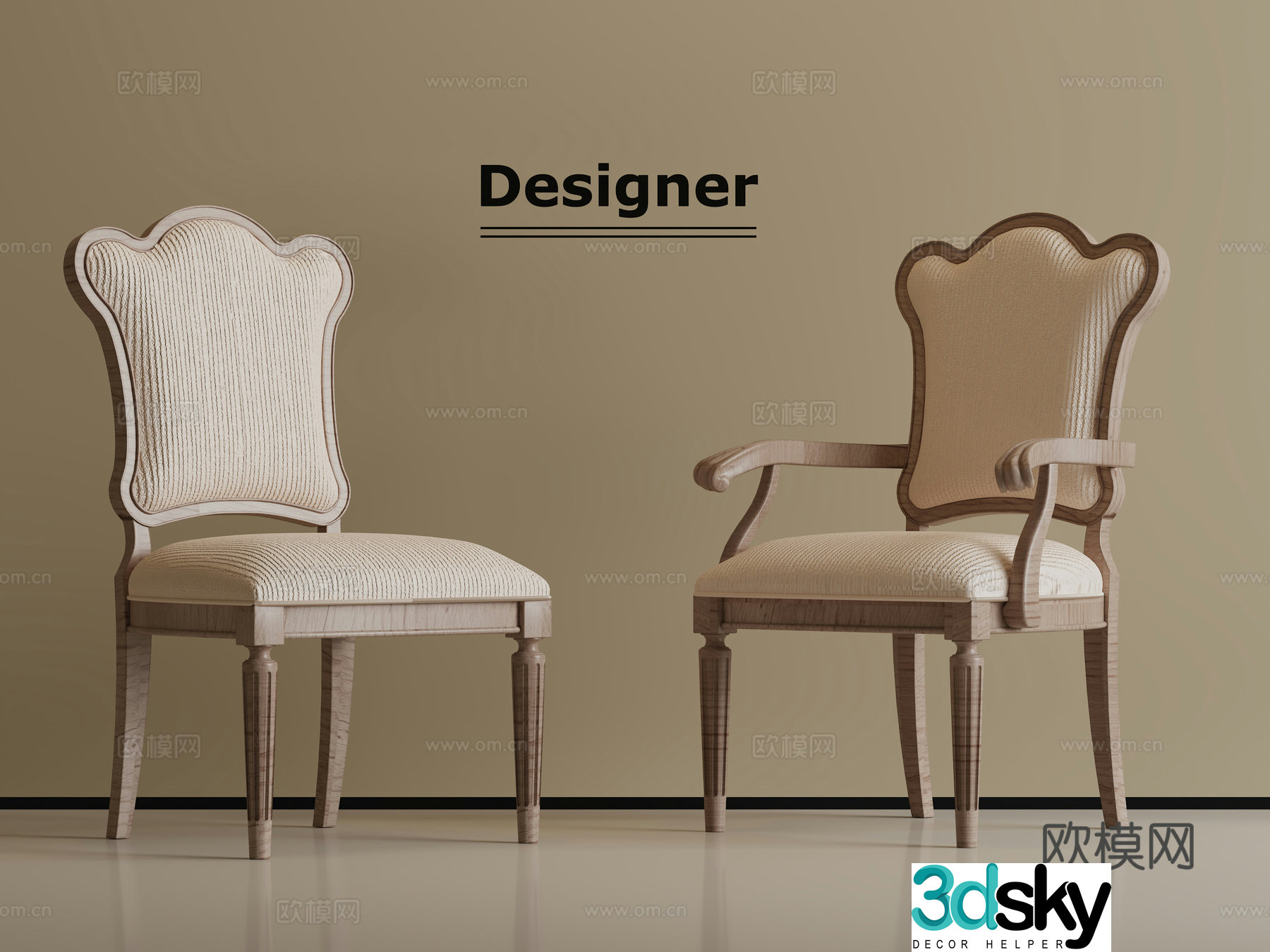 American single chair dining chair 3d model