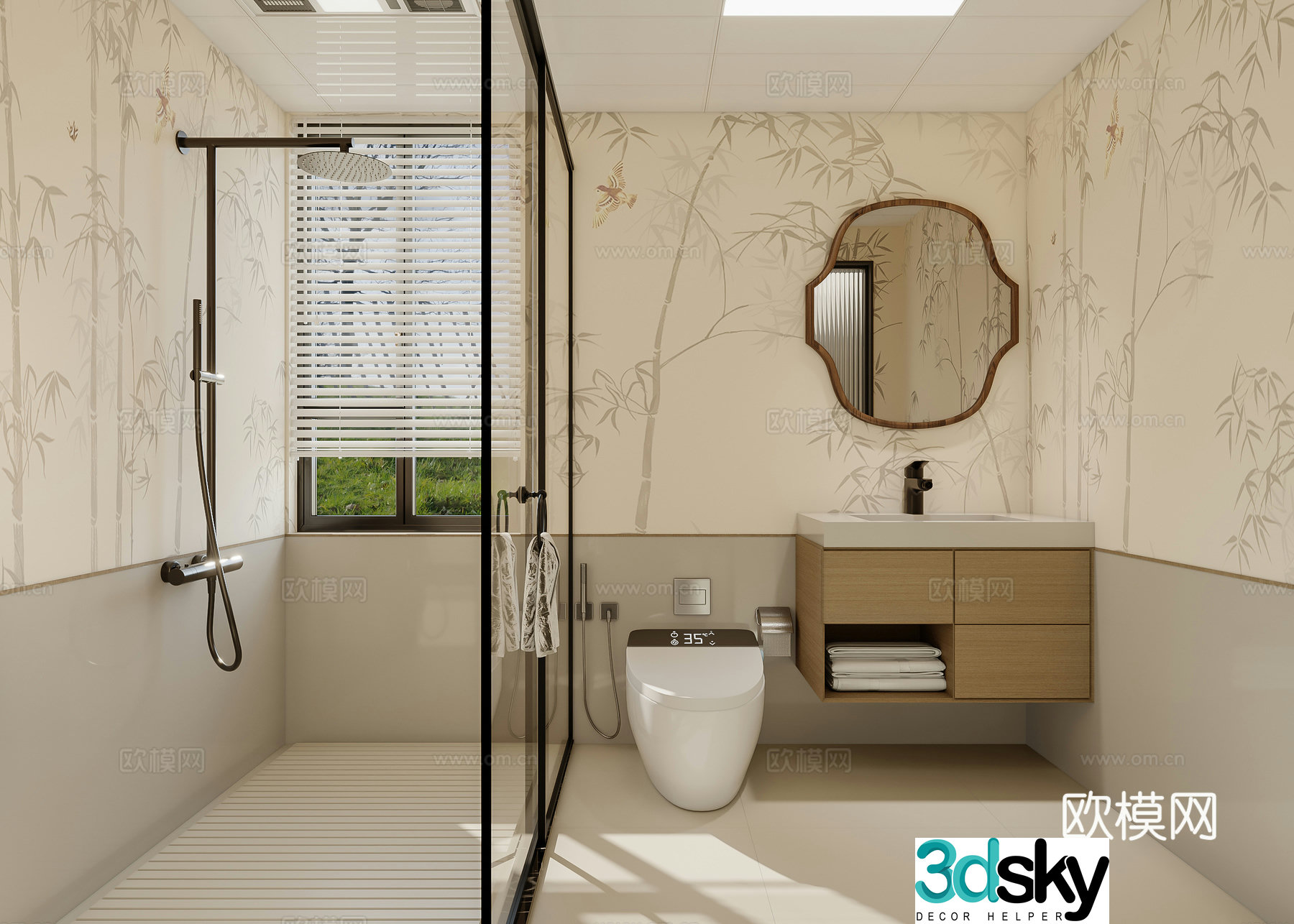 New Chinese bathroom medieval style Song style aesthetic 3D model