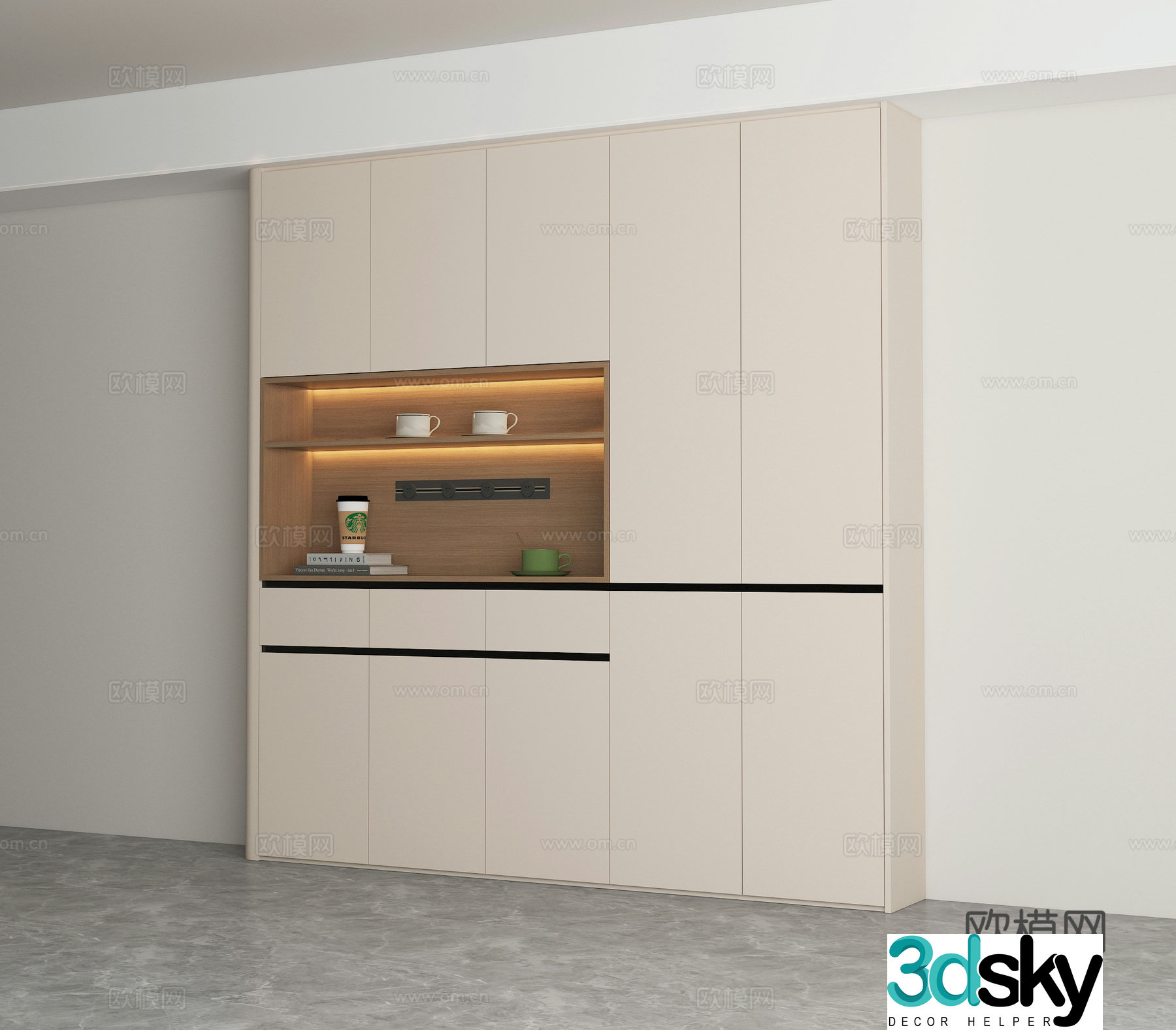 Modern creamy sideboard 3d model