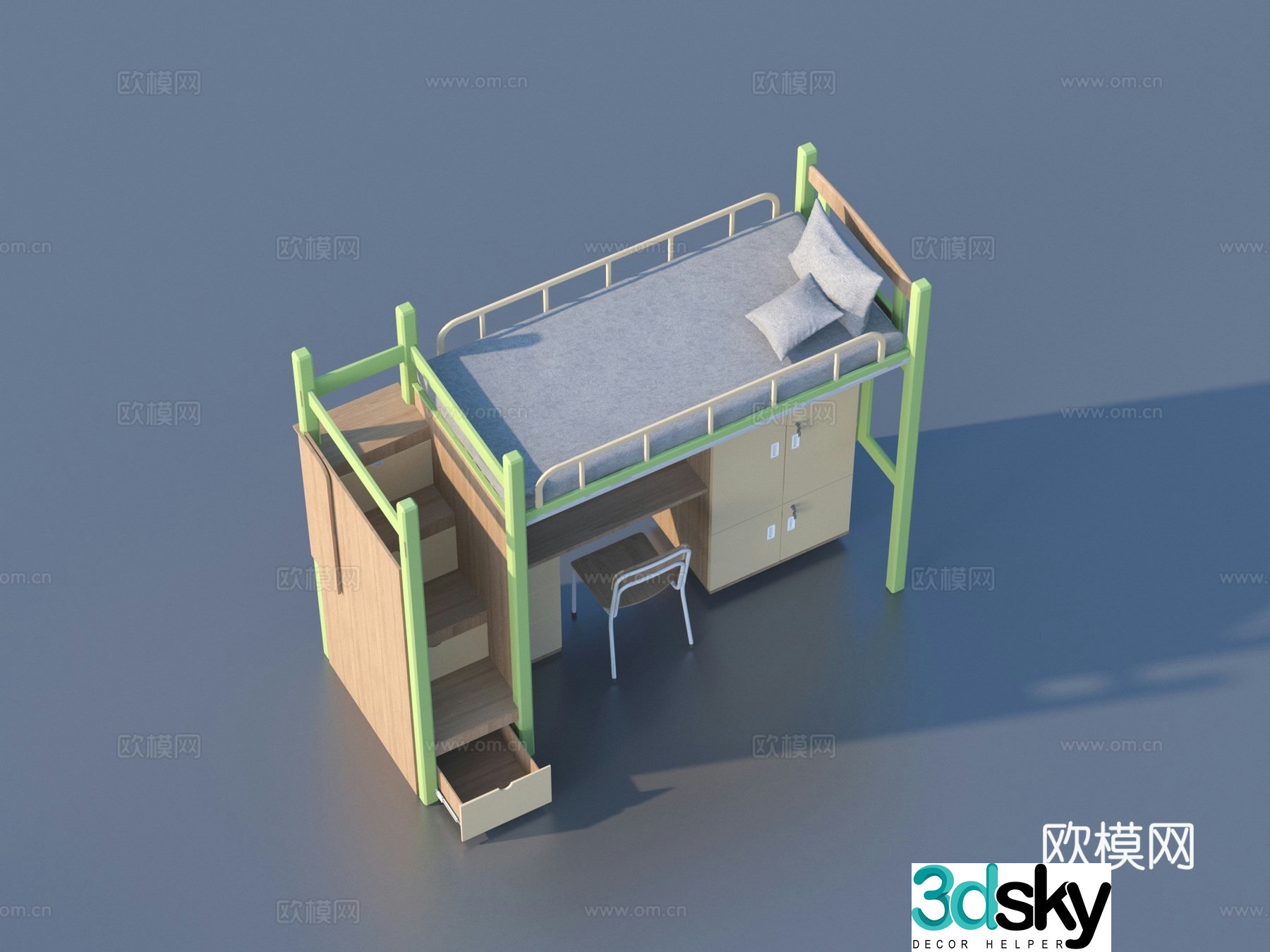 Getting on and getting out of bed Student bed Furniture 3d model