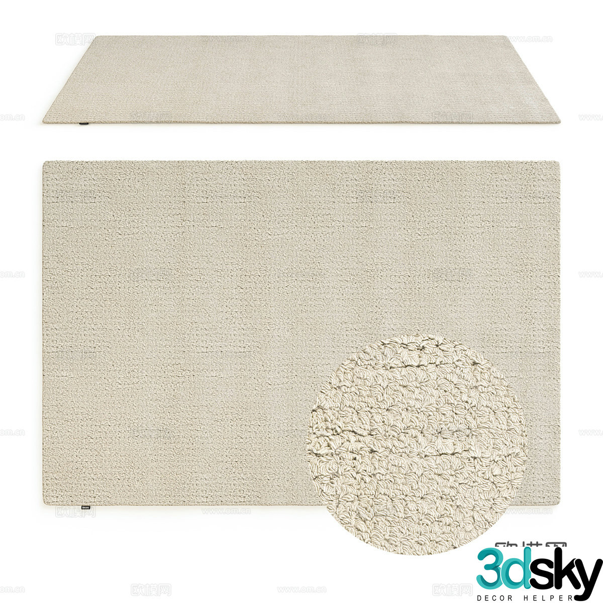 Modern creamy wool carpet 3d model