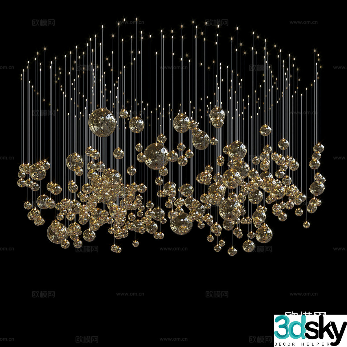 New Chinese light luxury craft chandelier 3D model