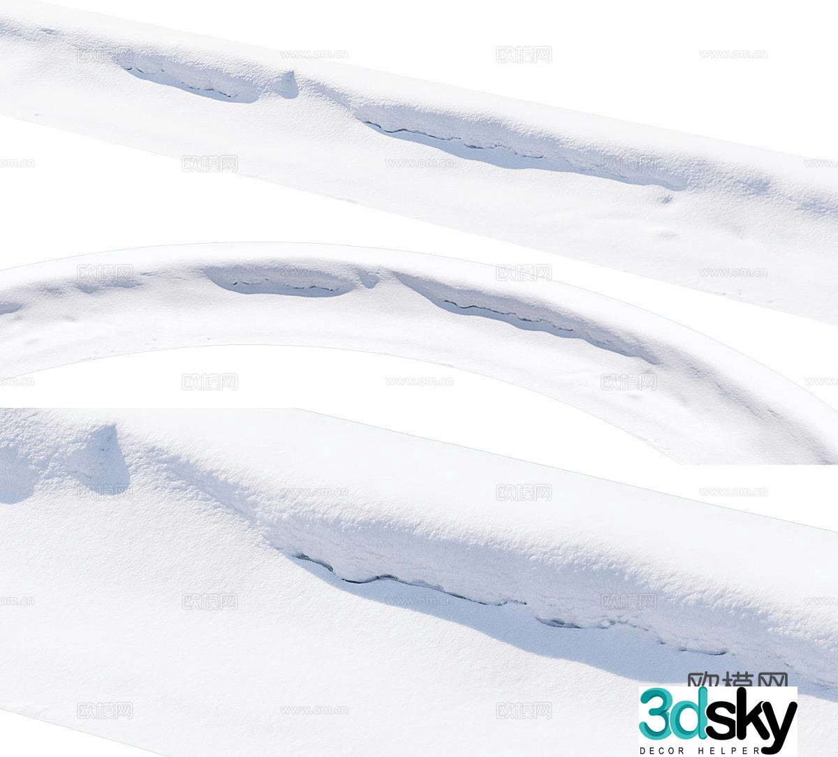 Modern snow snow pile outdoor snow road sidewalk 3d model