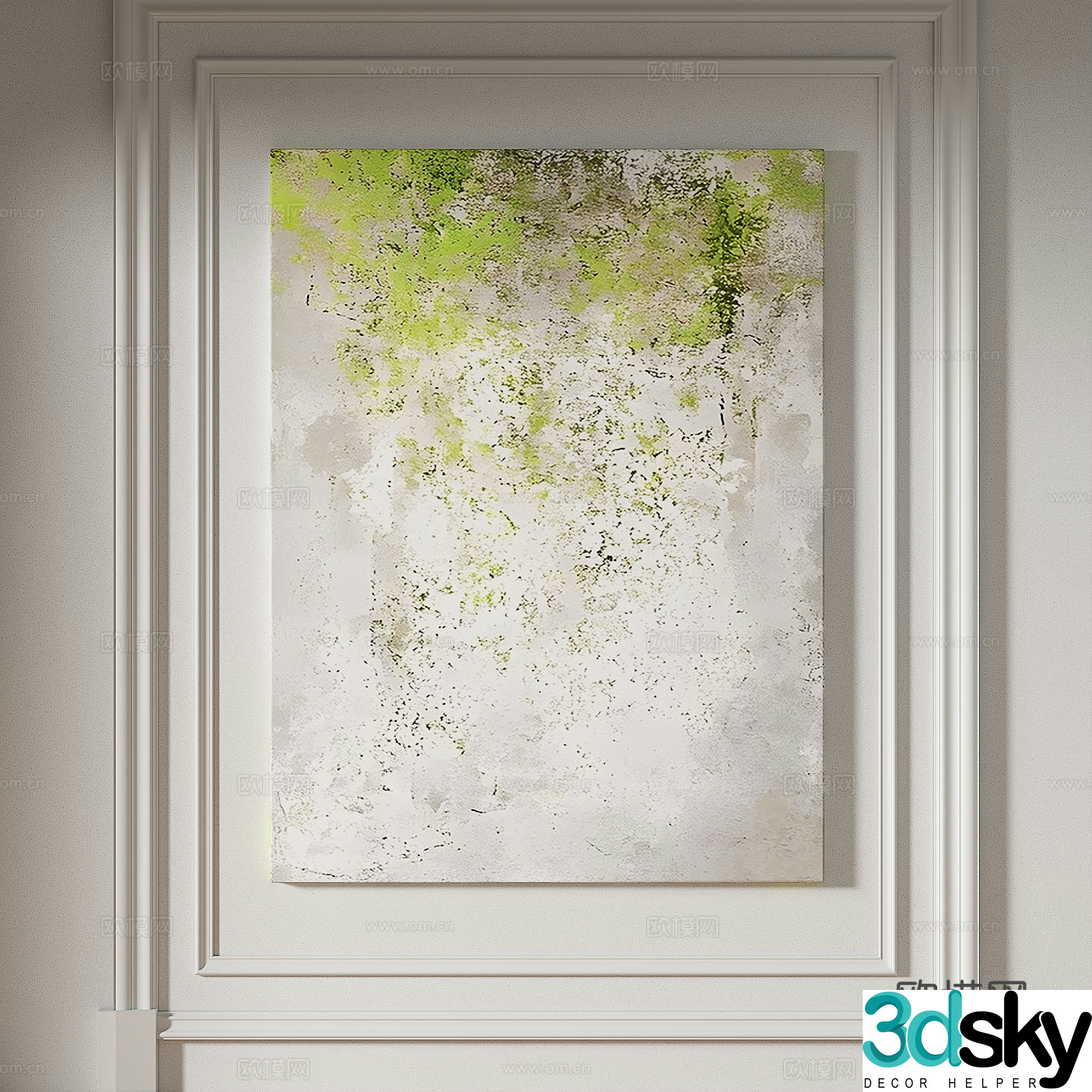 Modern simple texture abstract light luxury wasabi three-dimensional decorative painting 3d model