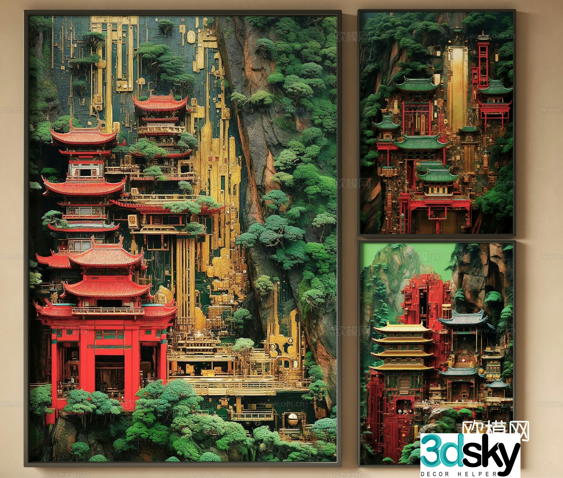 Chinese decorative painting 3d model