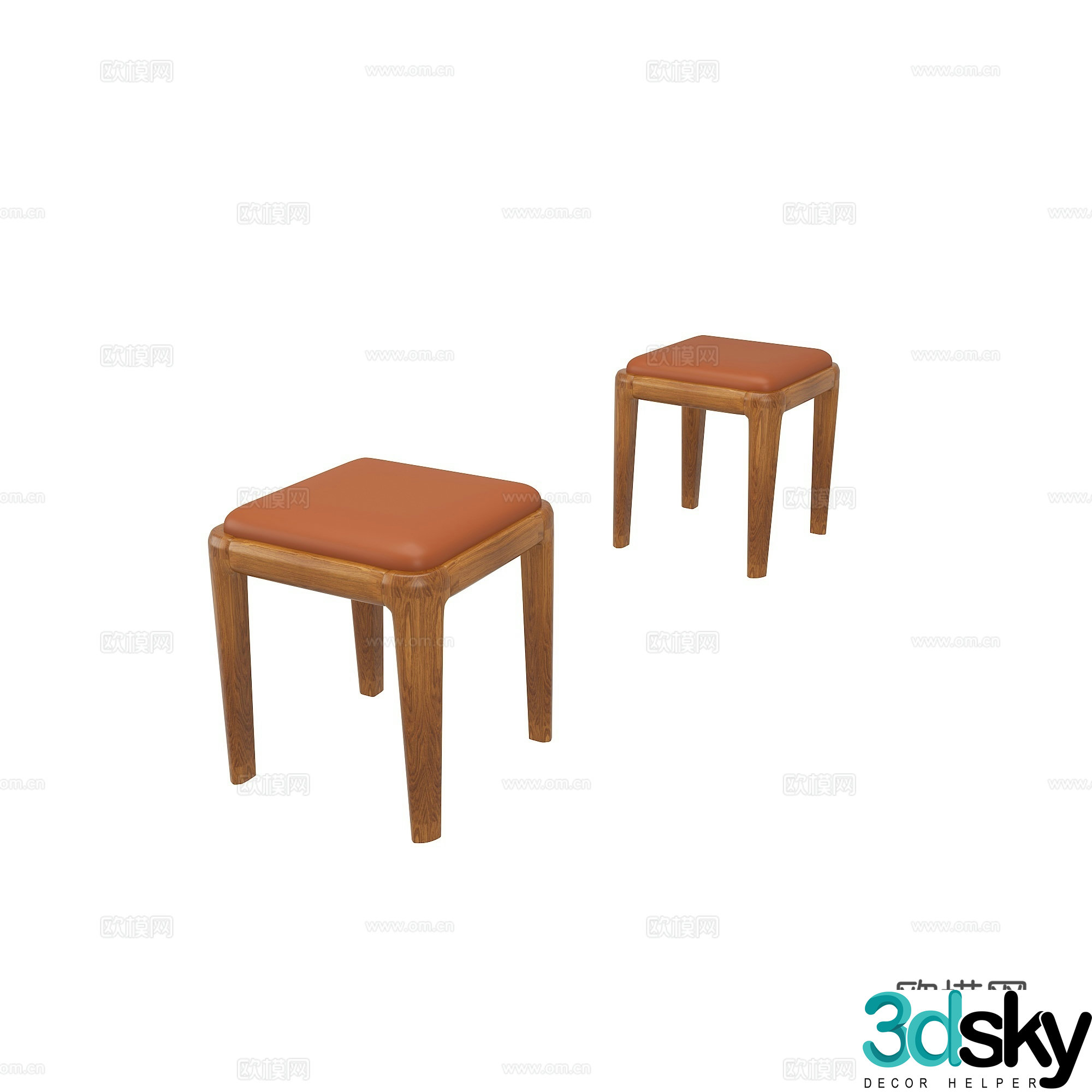 Retro small stool 3d model