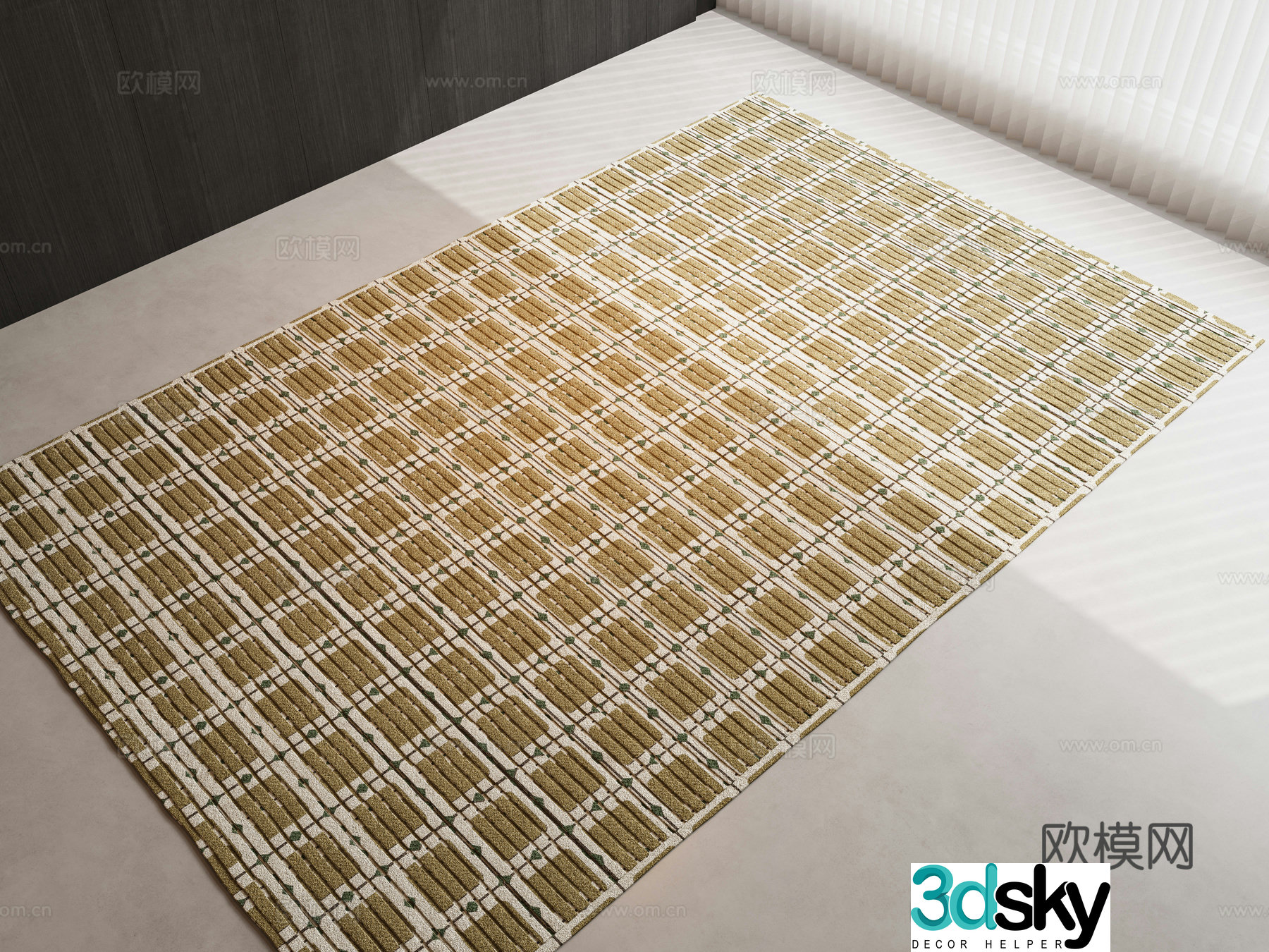 Modern square carpet French carpet Green carpet Modern carpet Carpet 3d model