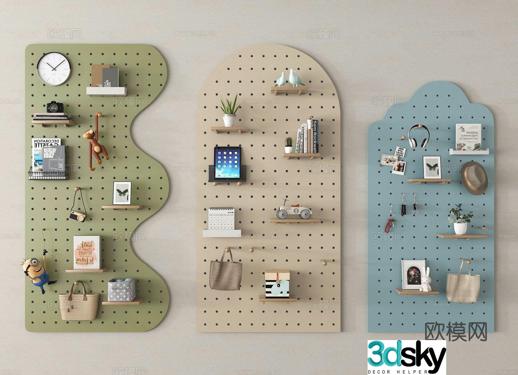 Hole board wall decoration hanging decoration shelf 3D model