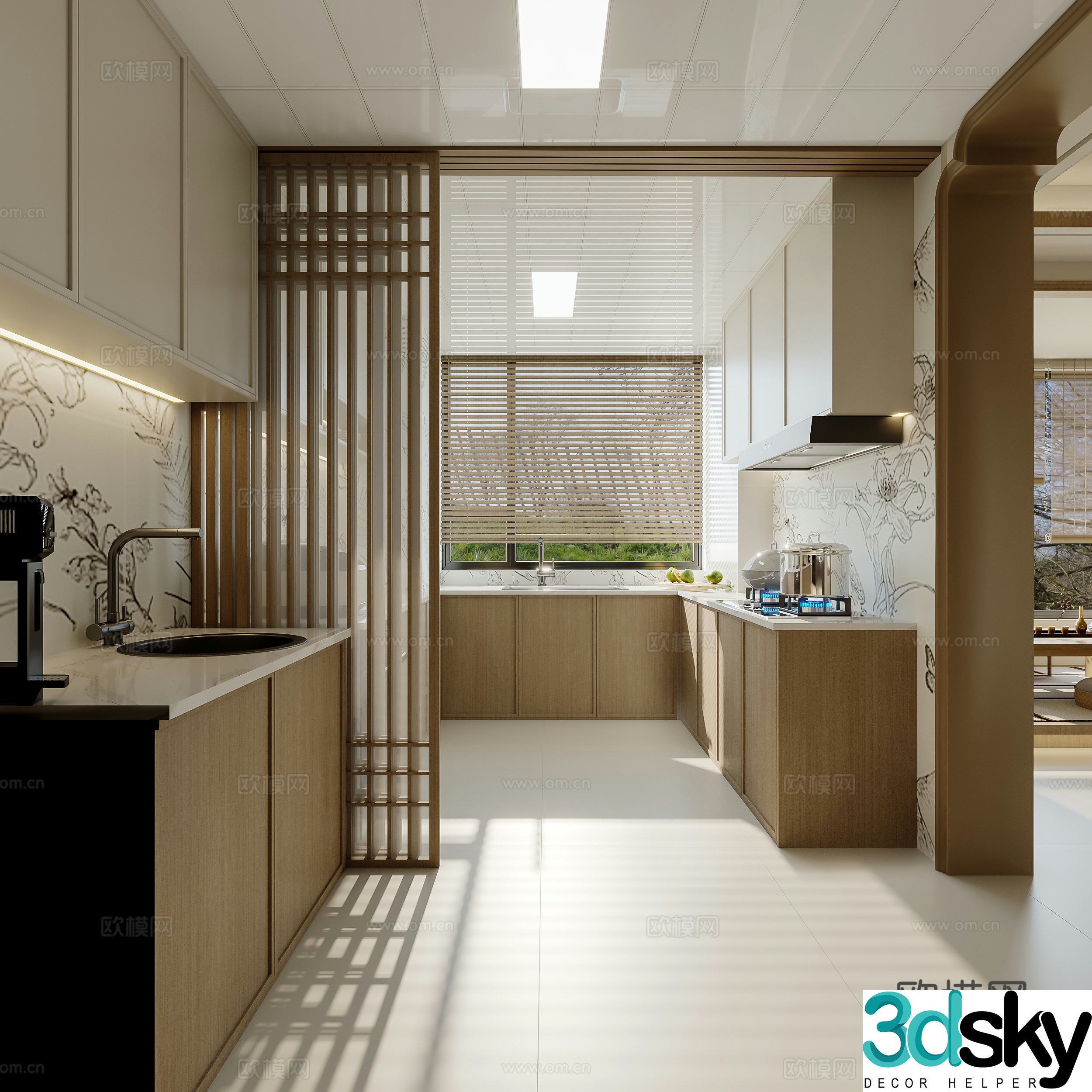 Song’s Aesthetics Kitchen Cabinet Stove Refrigerator 3D Model