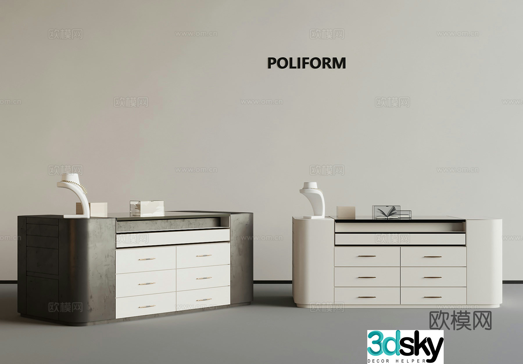 Side cabinet Jewelry cabinet Zhongdao cabinet 3D model