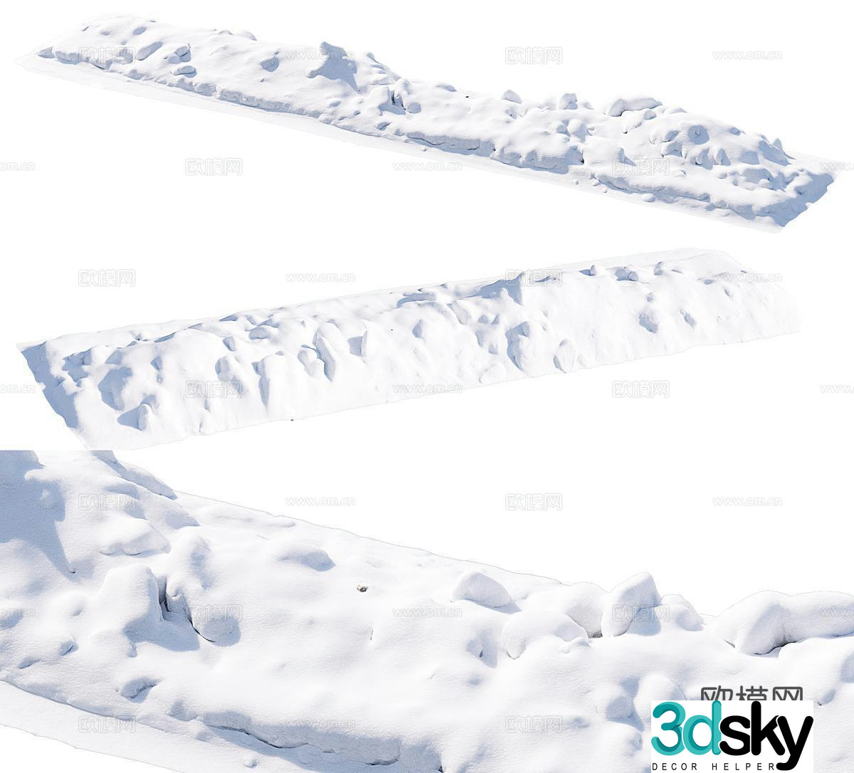 Modern snowdrift snow road snow outdoor snow sidewalk roadside 3d model