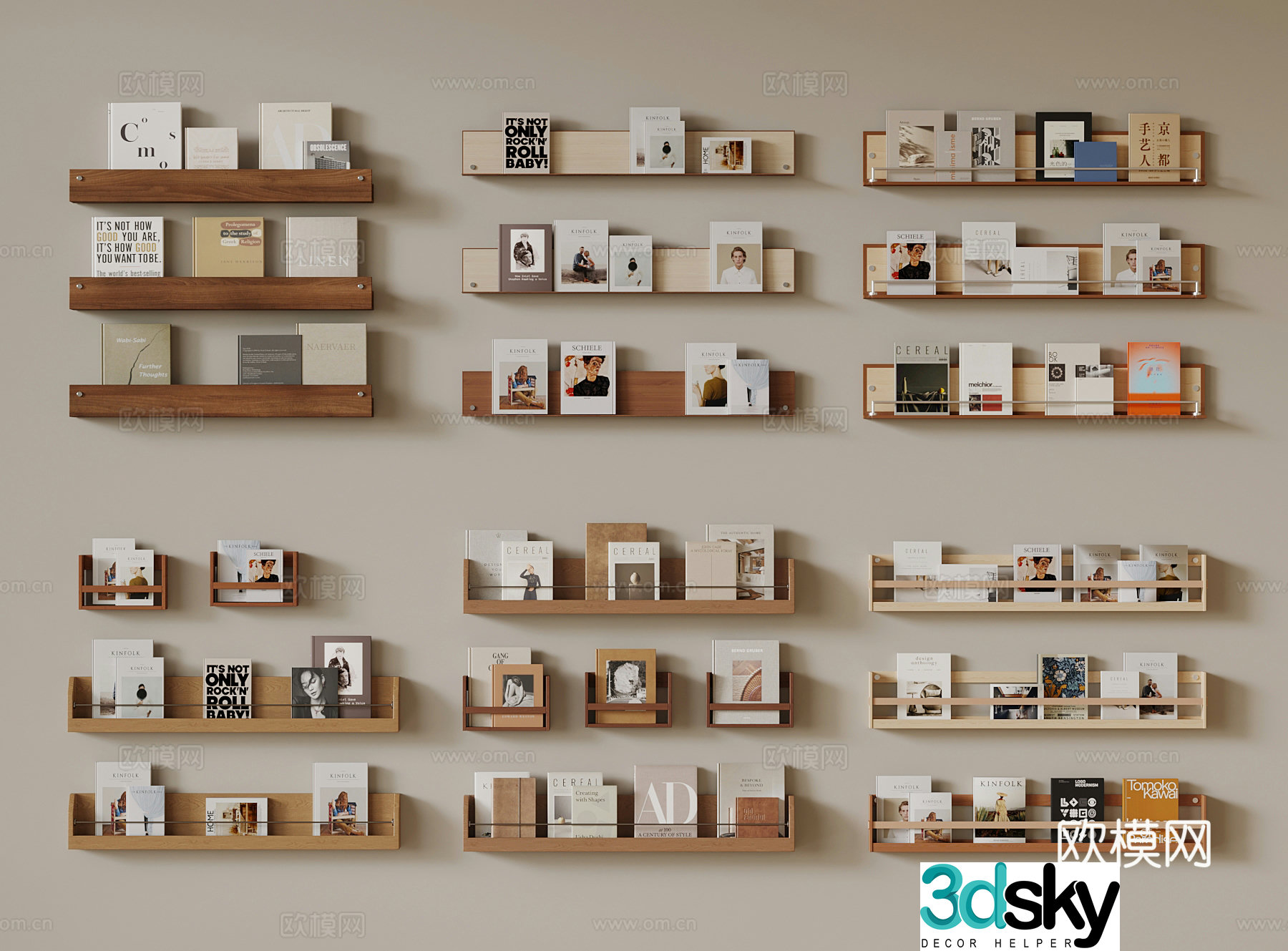 French medieval style bookshelf magazine store shelf 3D model