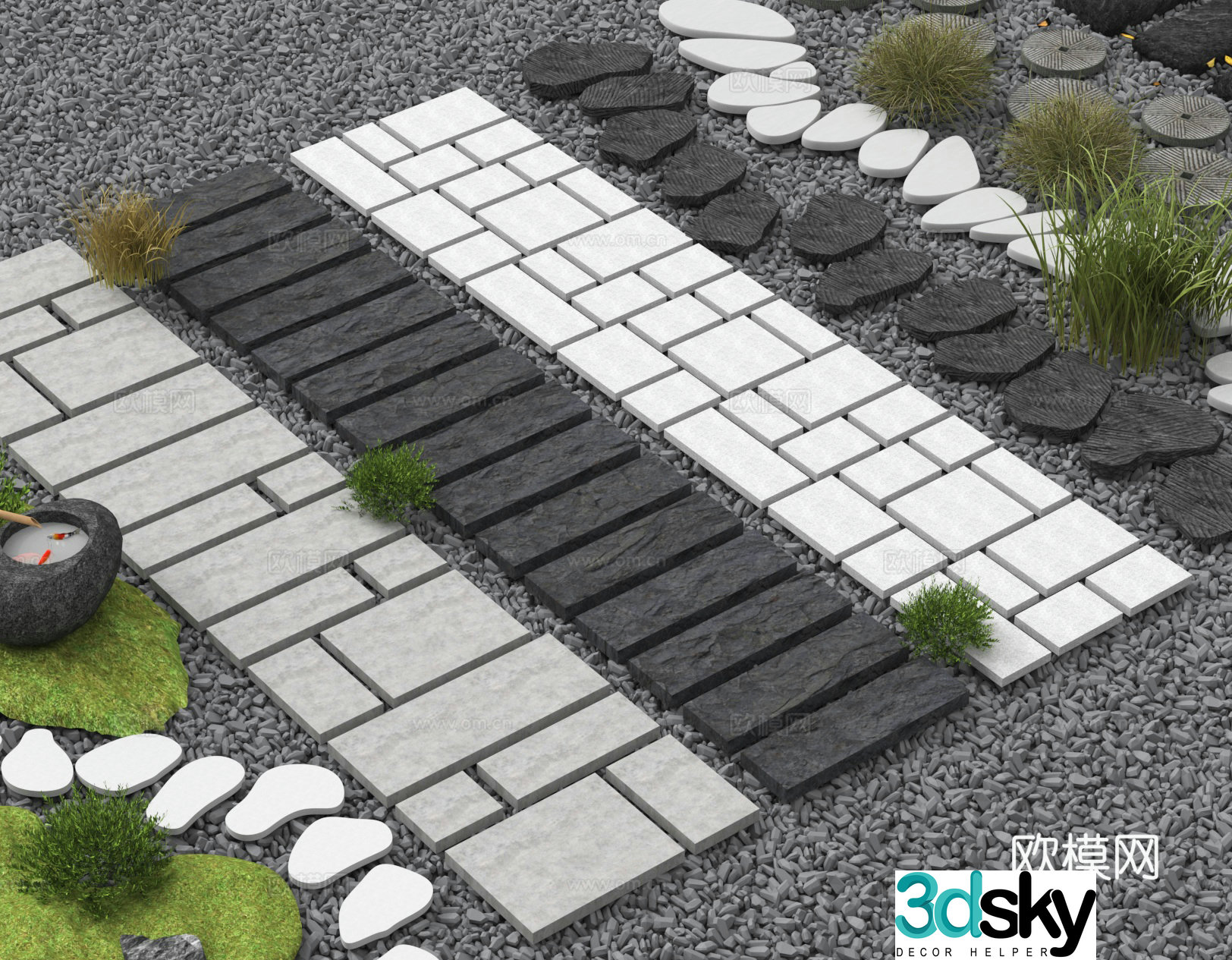 Tingbu Sketch Pavement Stone Road Park Road 3D Model