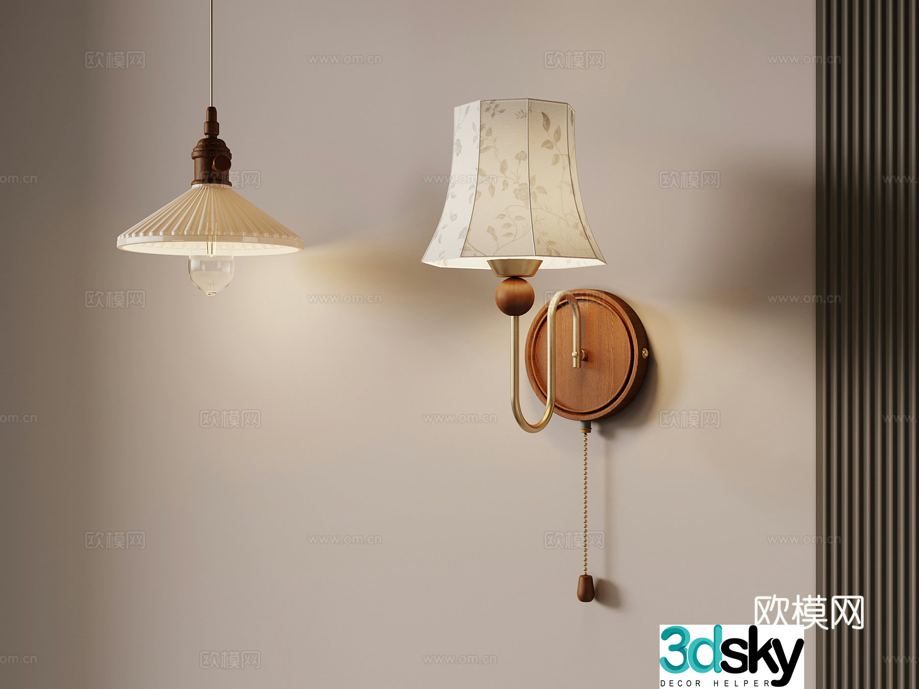 French medieval wall lamp chandelier 3d model