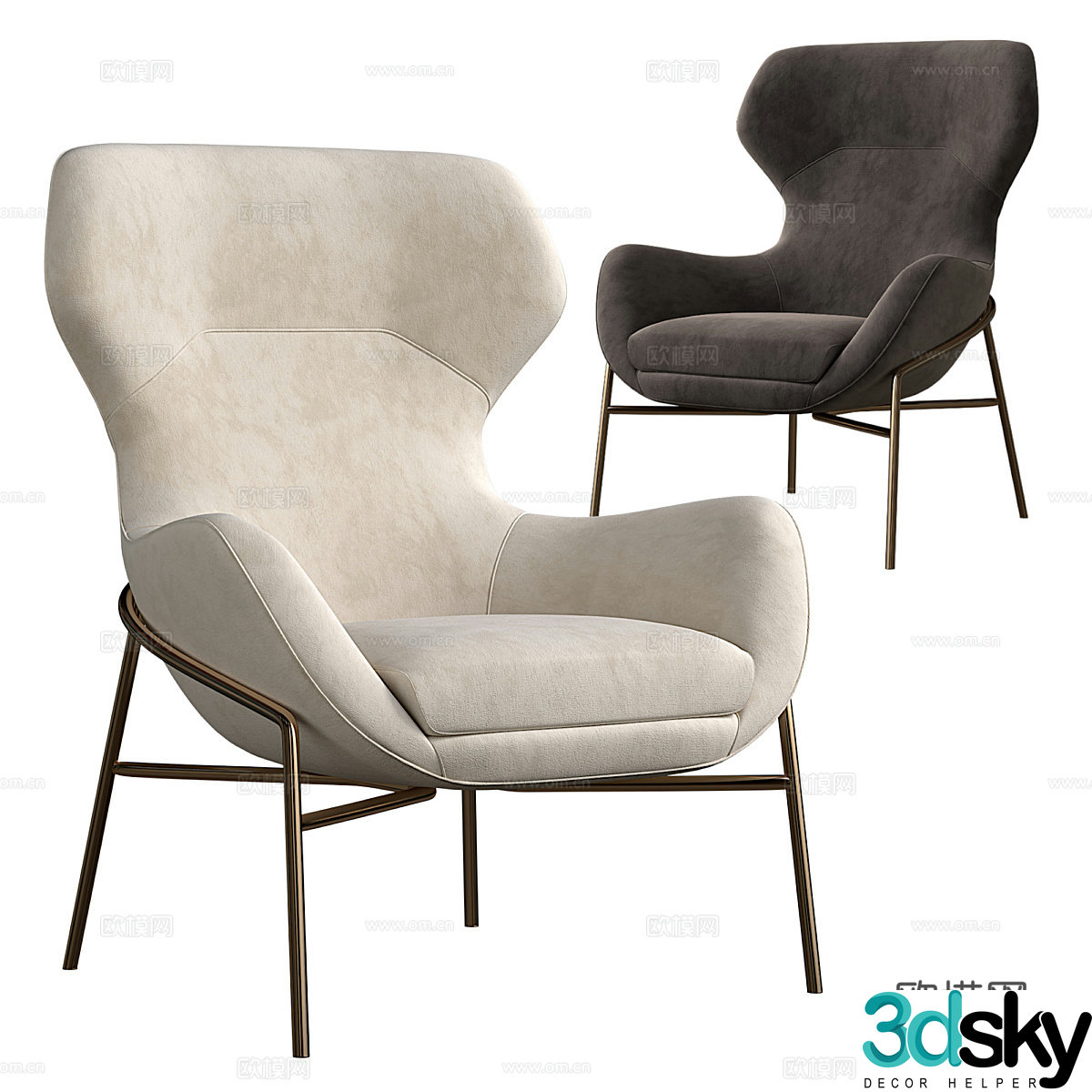 Modern Italian fabric armchair 3d model