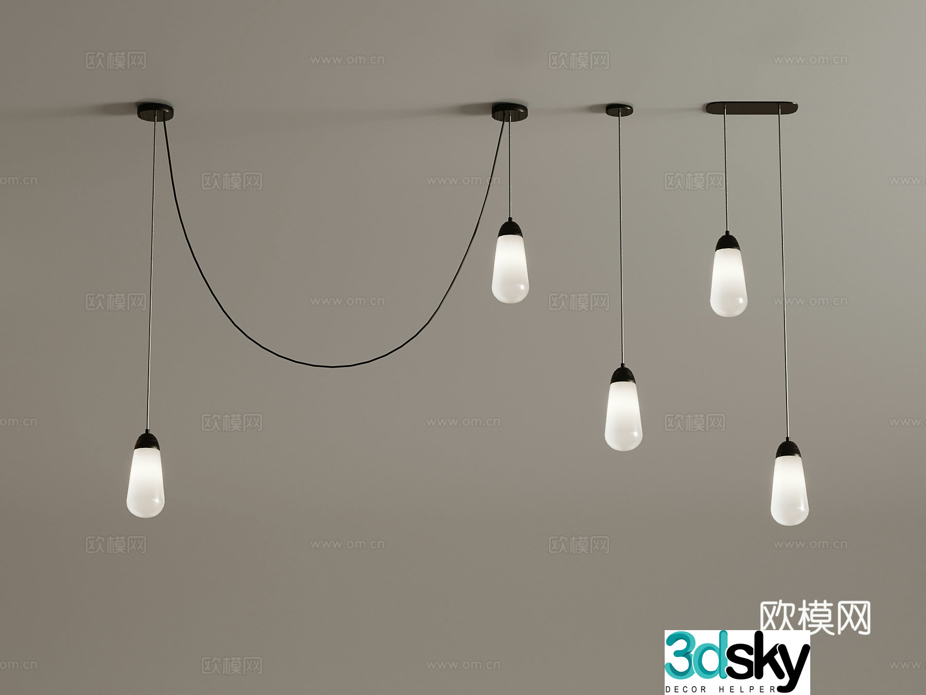 Industrial style chandelier light bulb 3d model