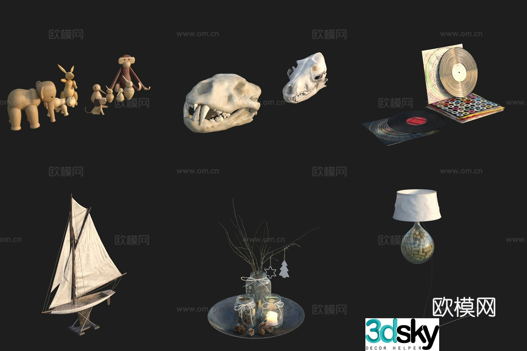 Desk ornament decoration desk lamp doll 3d model