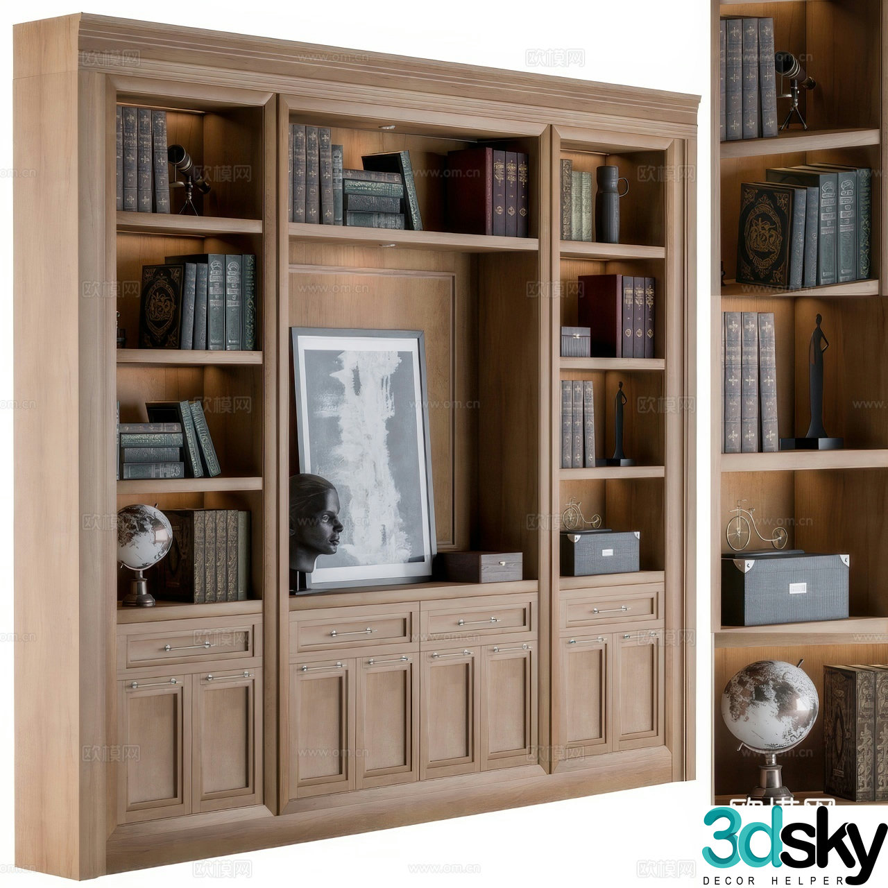 American retro bookcase 3d model