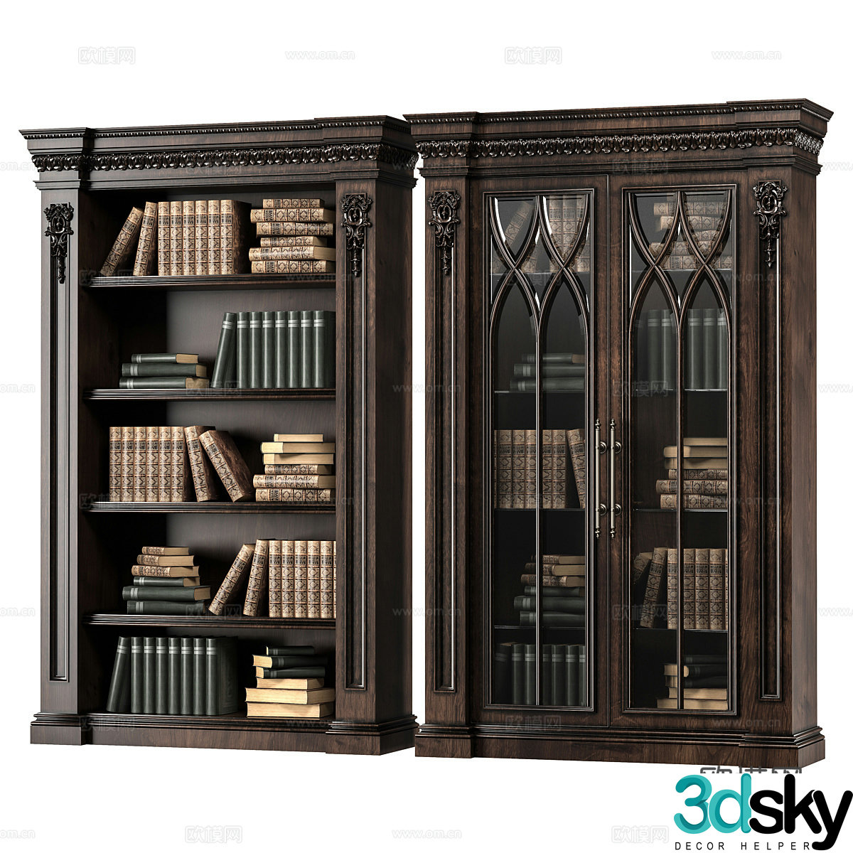 American classical bookcase 3D model