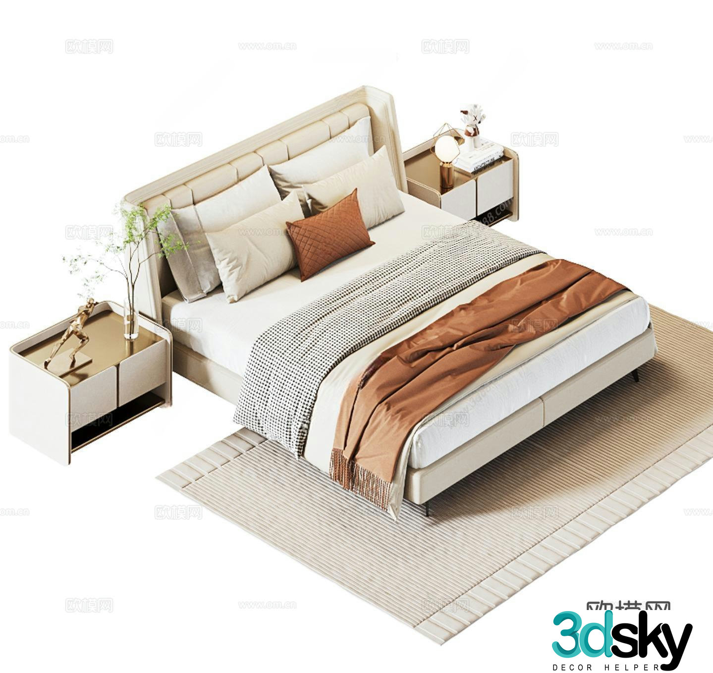Modern double bed 3d model