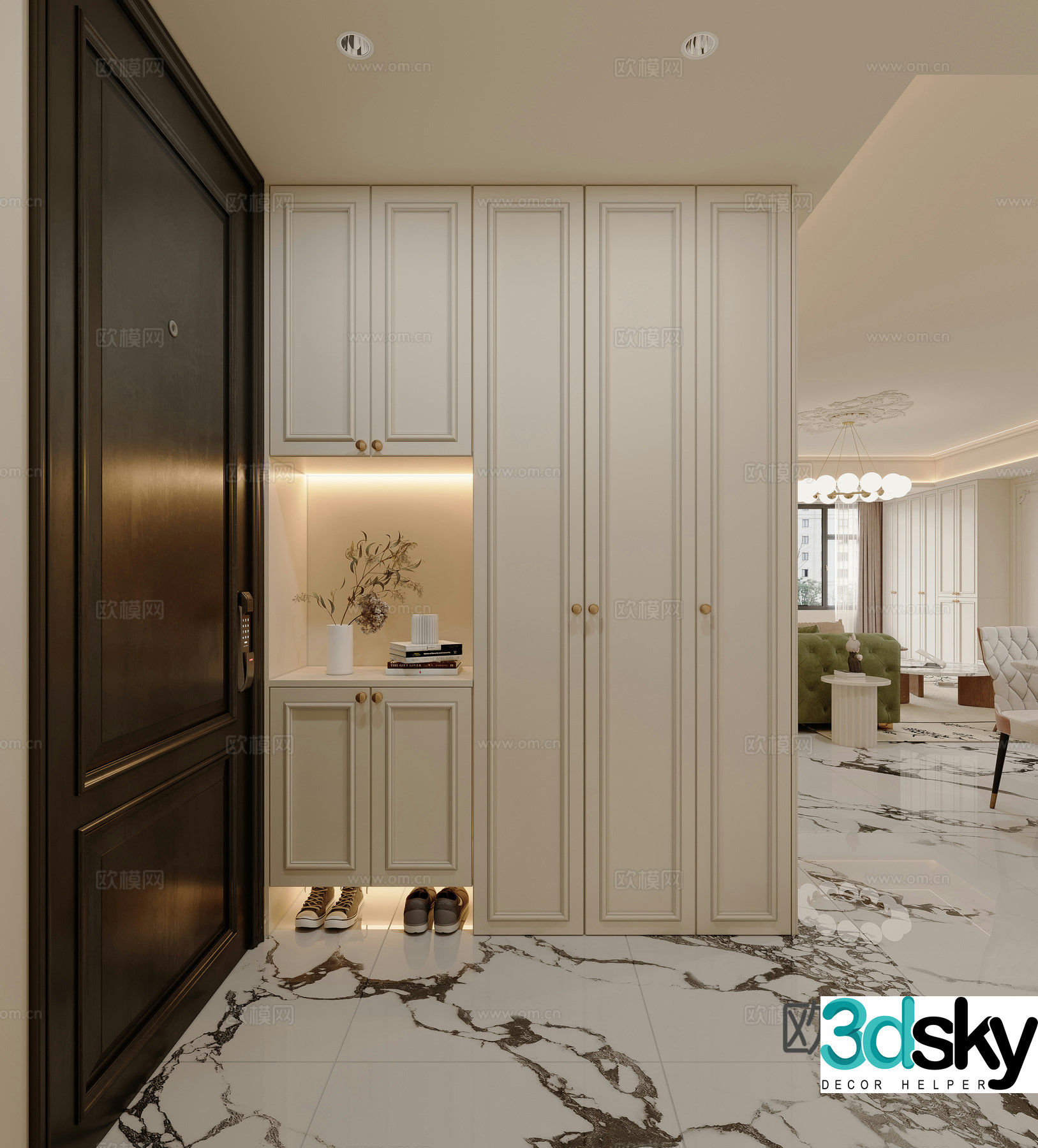 American shoe cabinet French shoe cabinet shoes American entrance door entrance door storage cabinet 3d model