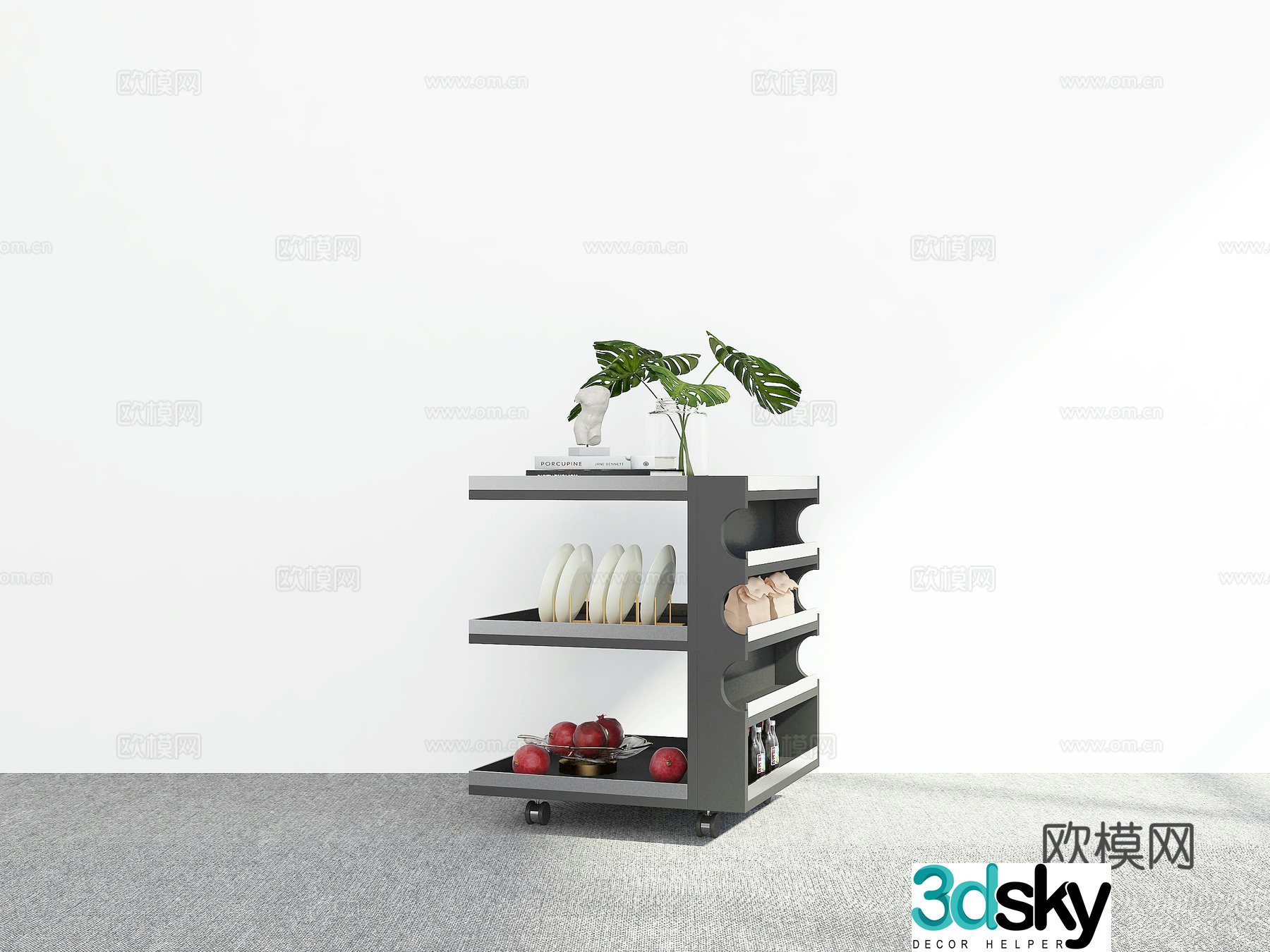 Modern mobile cart 3d model