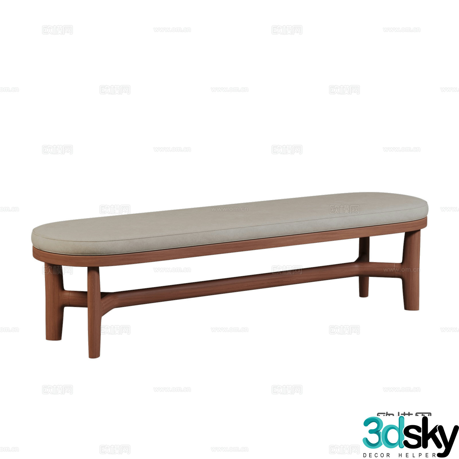 New Chinese style fabric bench 3D model of bed stool