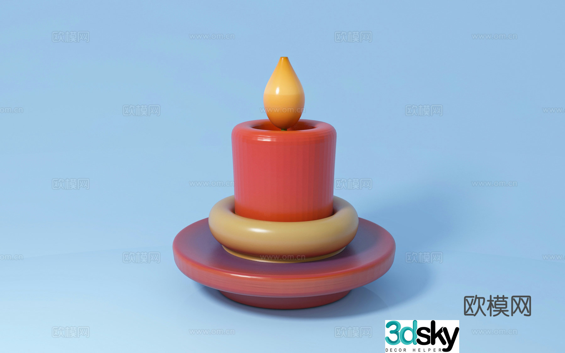 Red candle cartoon style cartoon style candlelight ornament figure decoration beauty prop 3d model