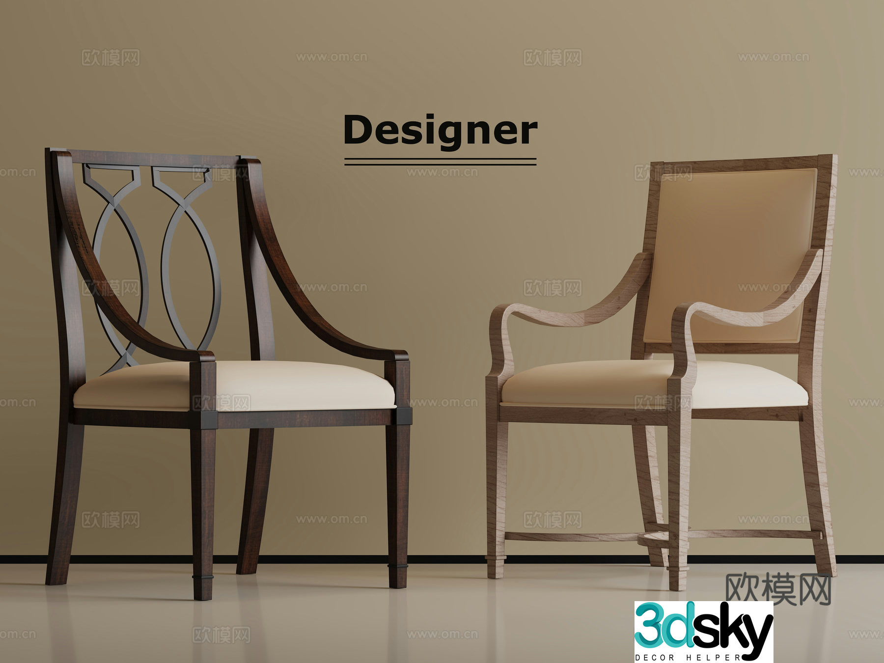 American single chair dining chair 3d model
