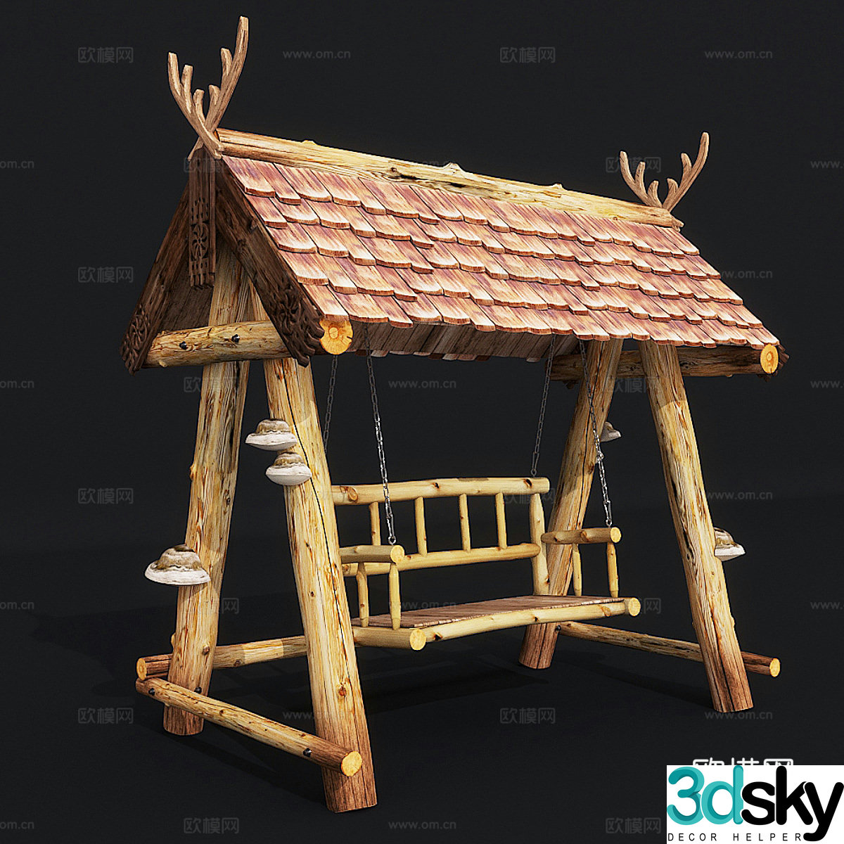 New Chinese garden swing chair 3D model