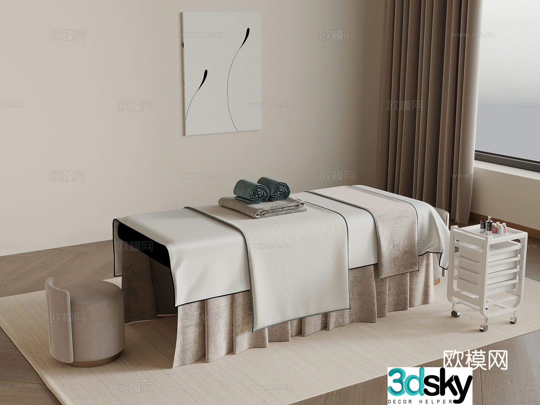 Modern massage table beauty supplies 3d model