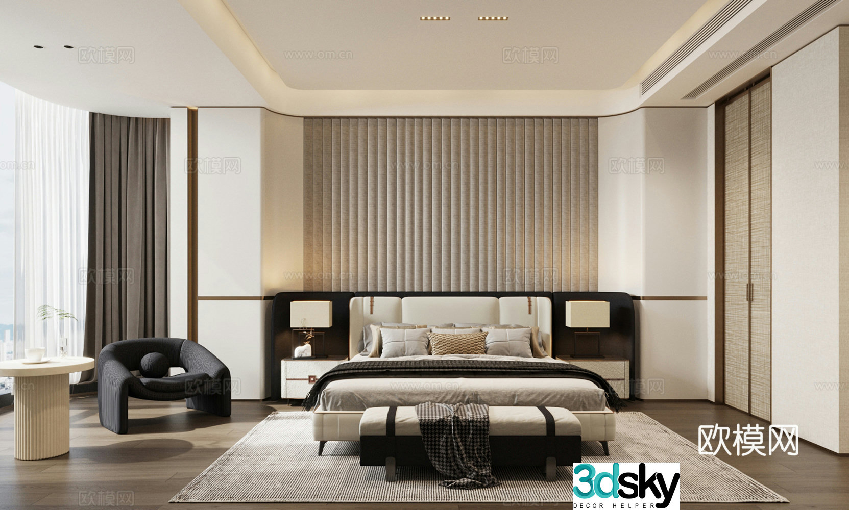 Modern home bedroom master bedroom 3d model