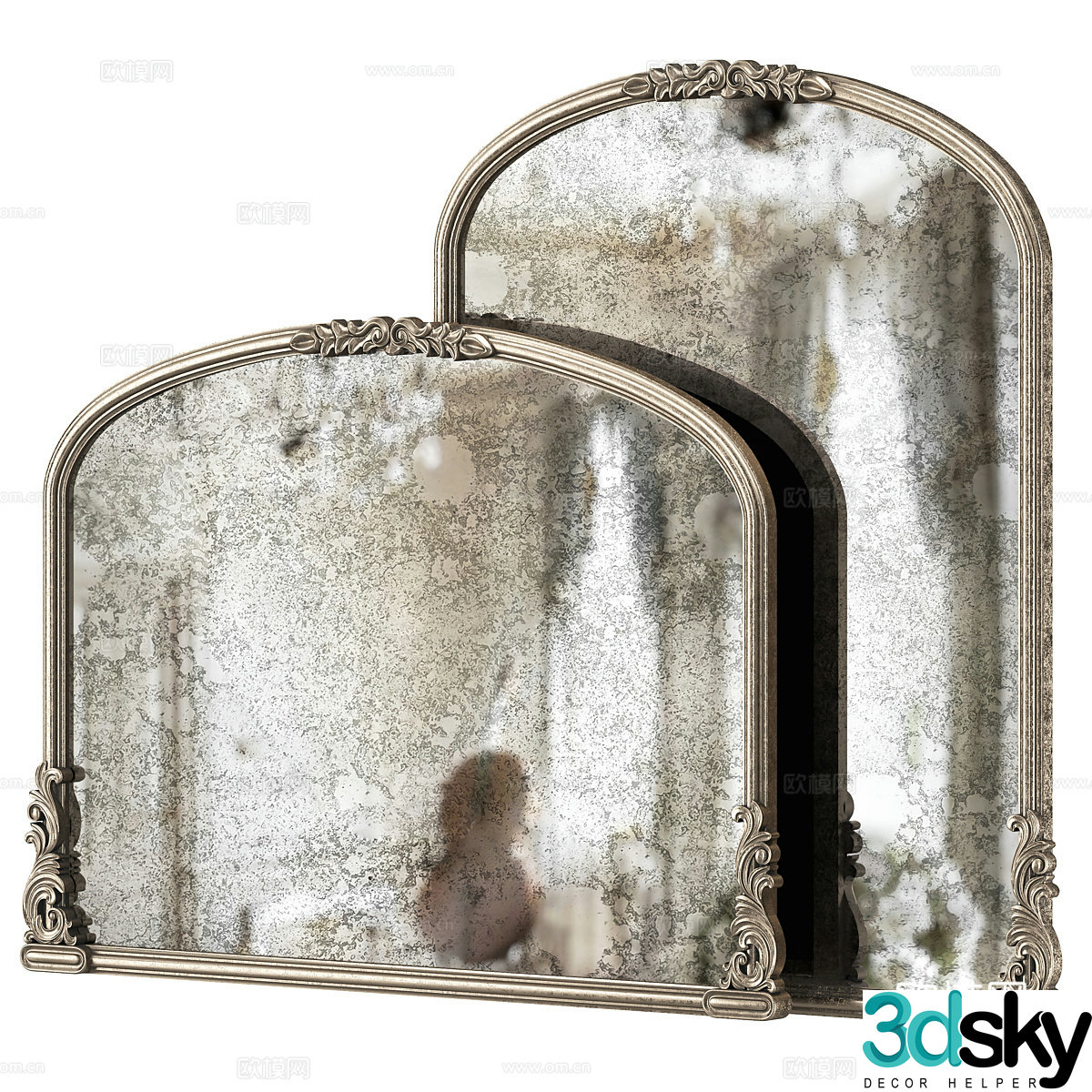 French retro decorative mirror 3d model