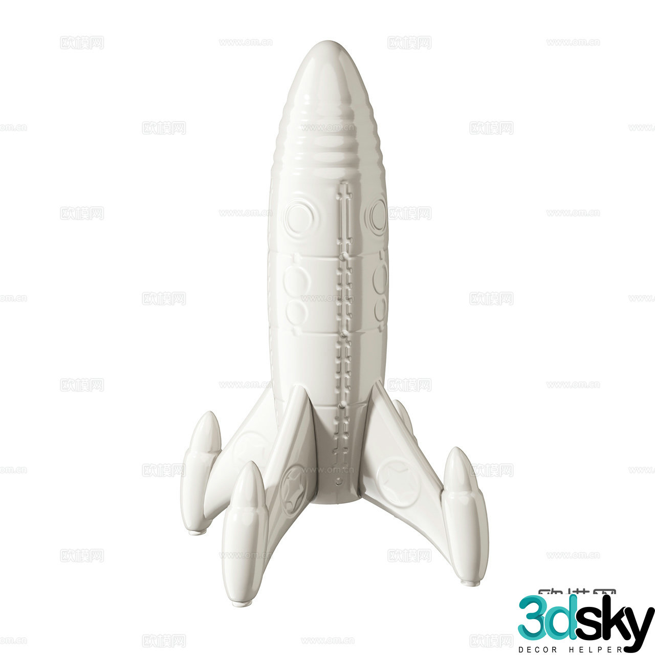 Rouse Home Modern Ornament Decoration Side Table Rocket Artwork 3D Model