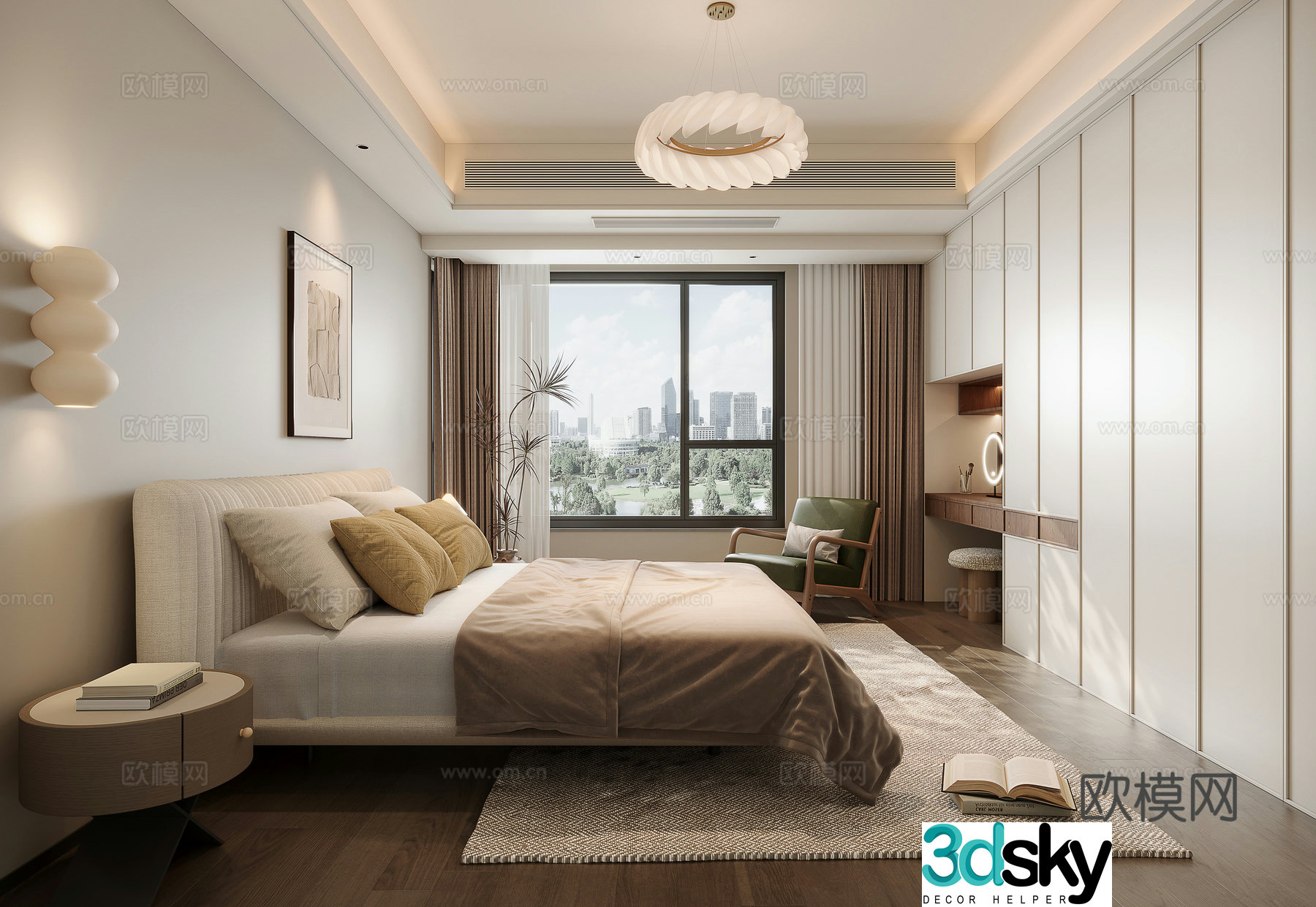 Modern medieval bedroom 3d model