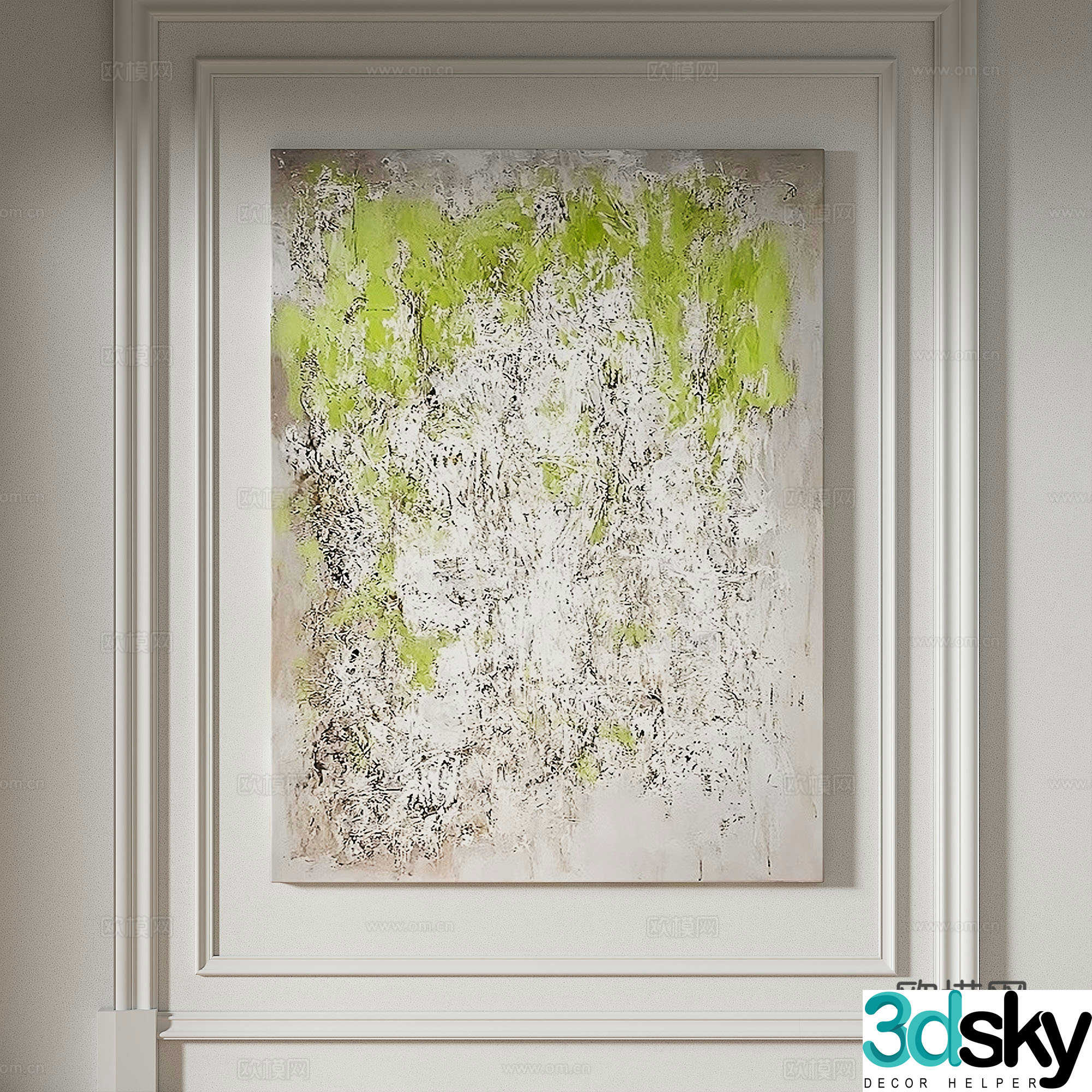 Modern simple texture abstract light luxury wasabi three-dimensional decorative painting 3d model