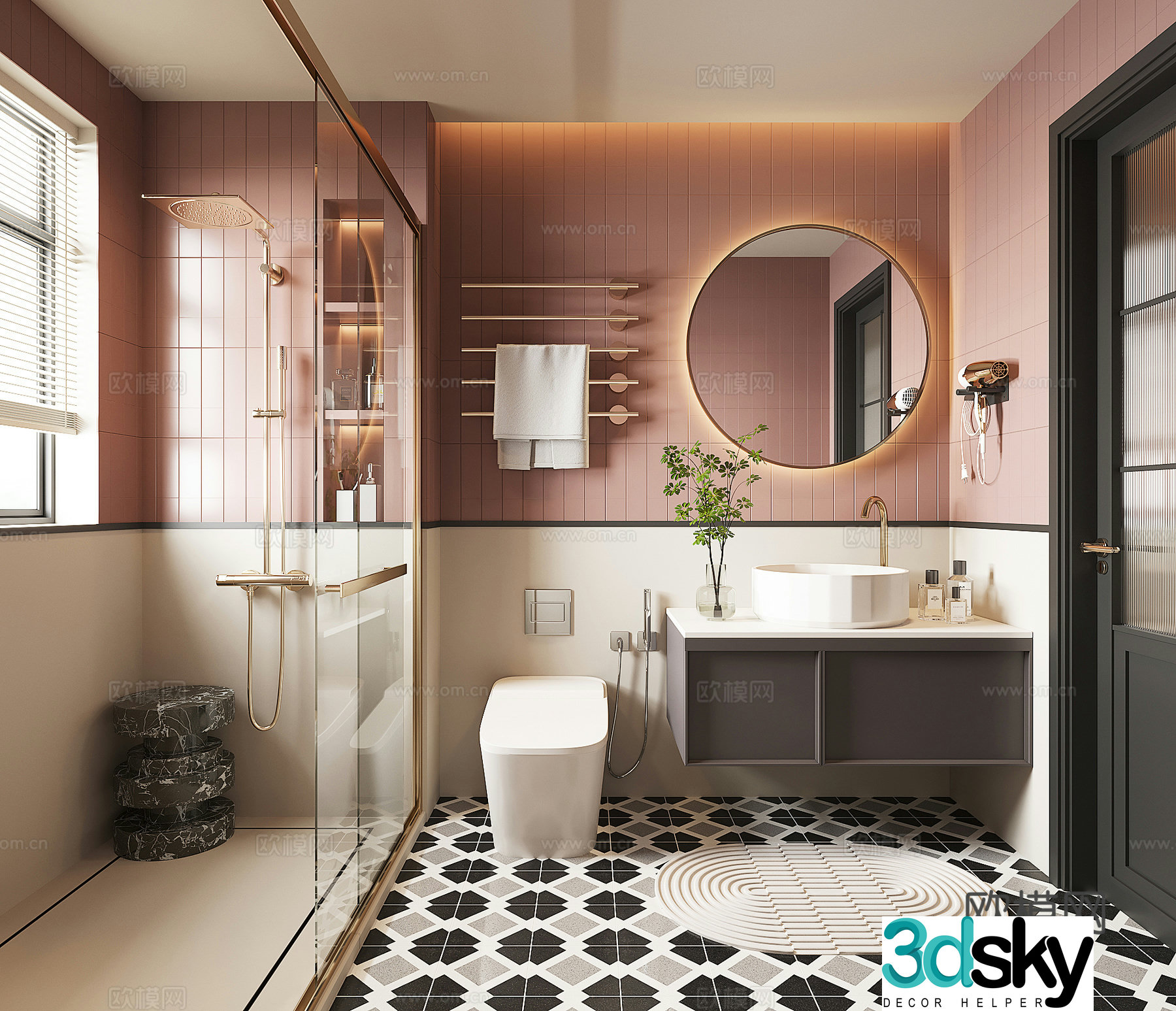 Modern French bathroom 3d model