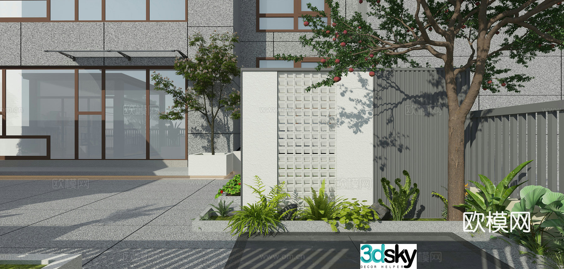 Modern minimalist courtyard 3d model