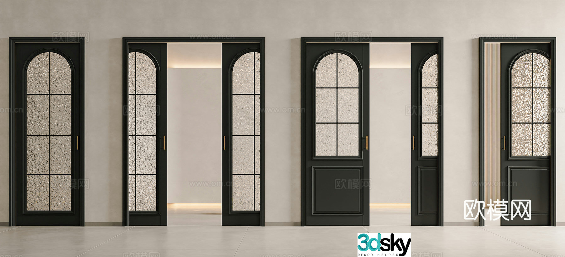 French medieval sliding doors pocket doors frosted glass sliding doors carved glass sliding doors French glass 3D model