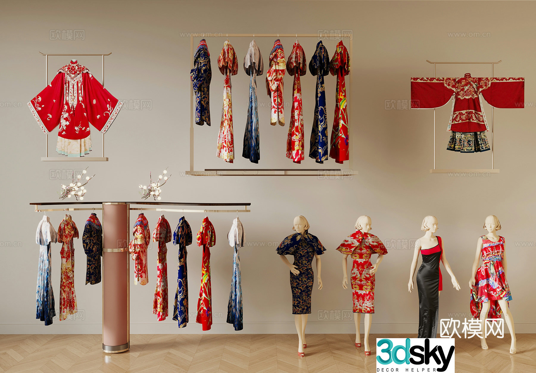 Clothes Chinese Cheongsam Xiuhe Clotheshang 3D Model