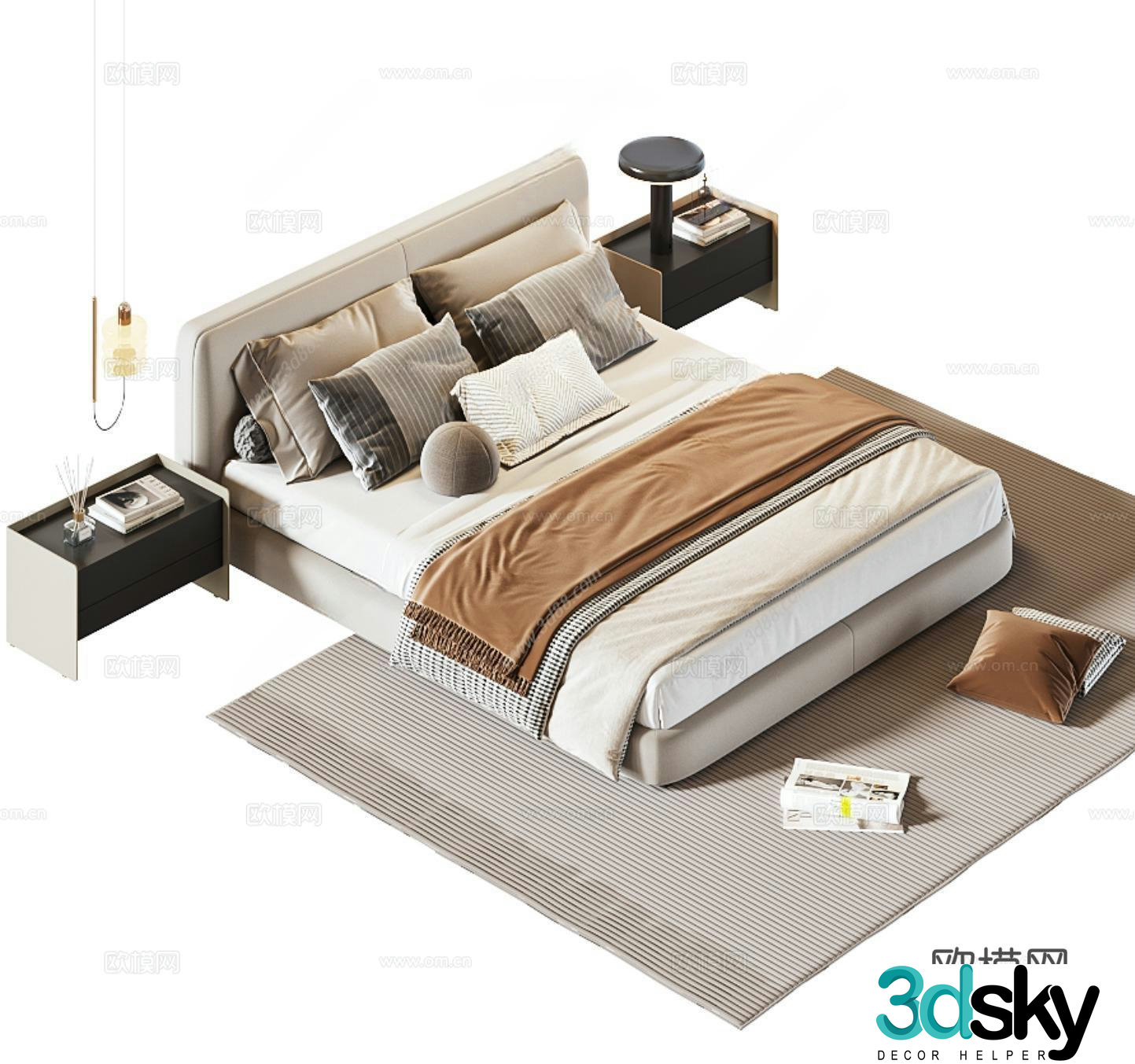Modern double bed 3d model