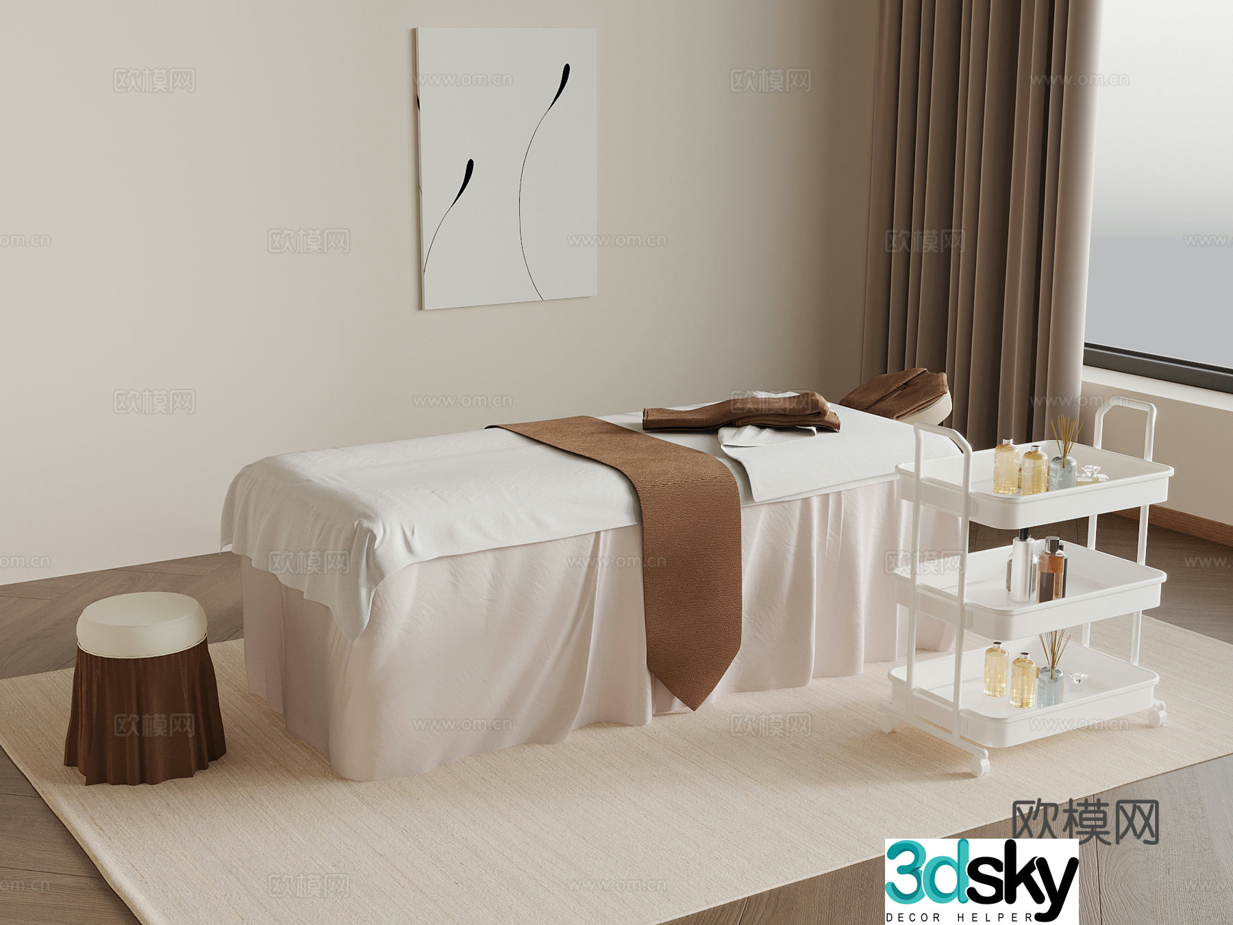 Modern massage table beauty supplies 3d model