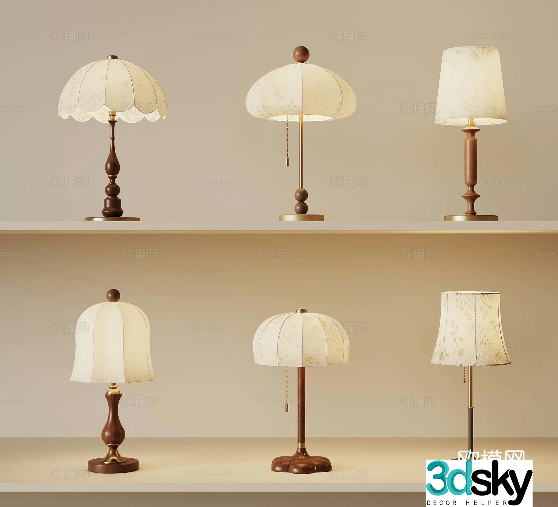 French medieval style table lamp 3d model