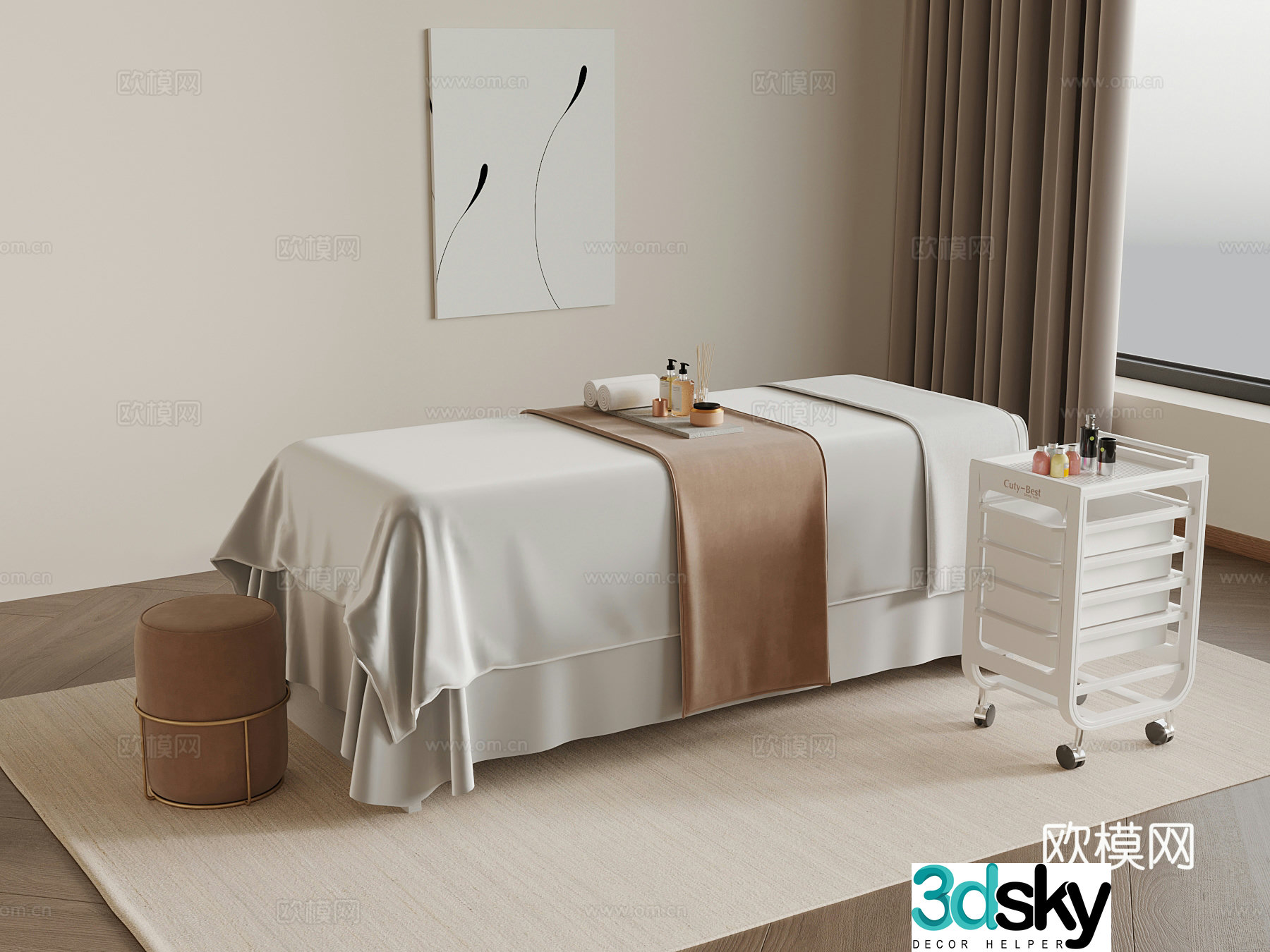 Modern massage table beauty supplies 3d model